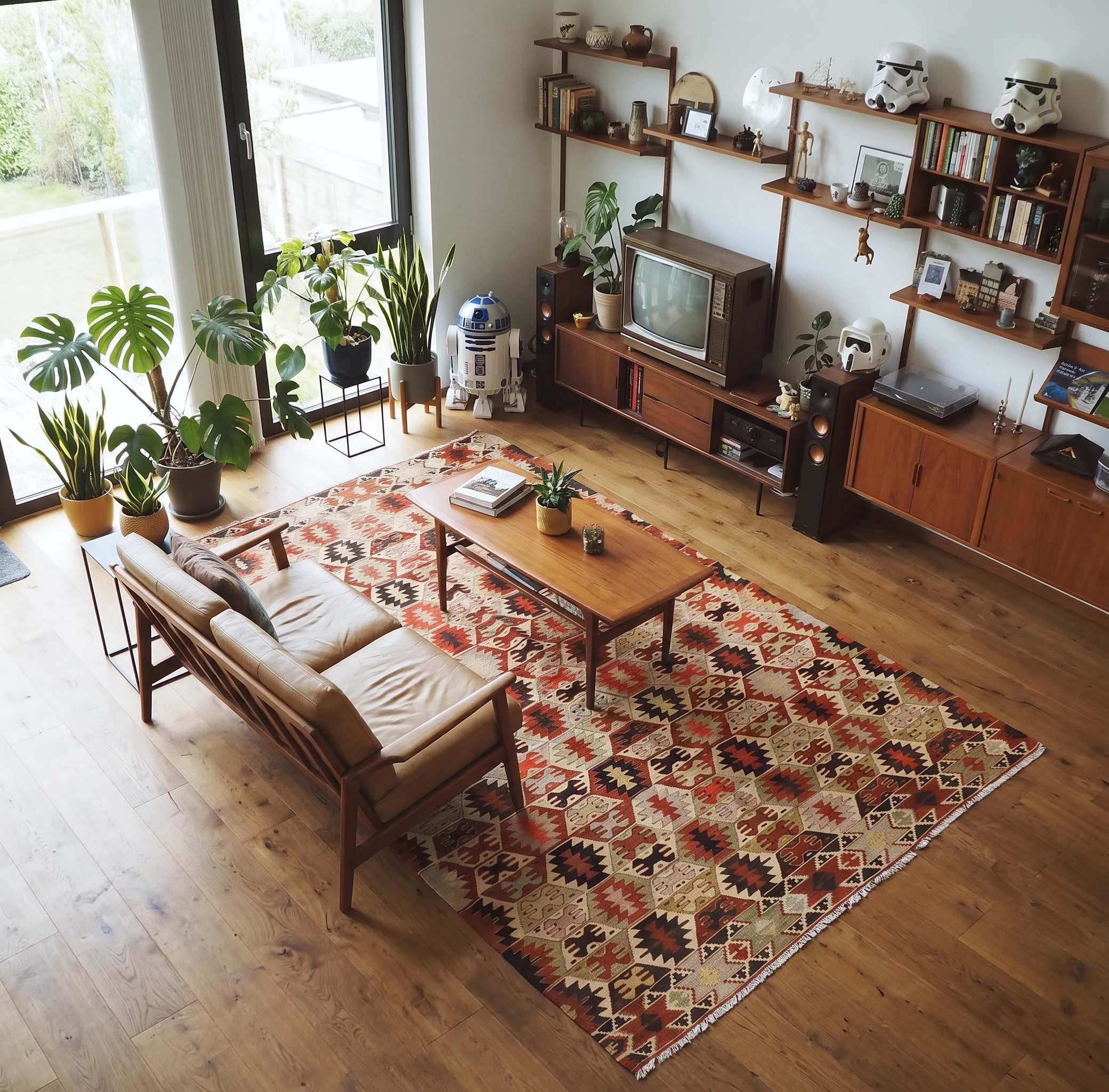 オールドキリム ムート233×129cm 連続するオオカミの足跡のモチーフ