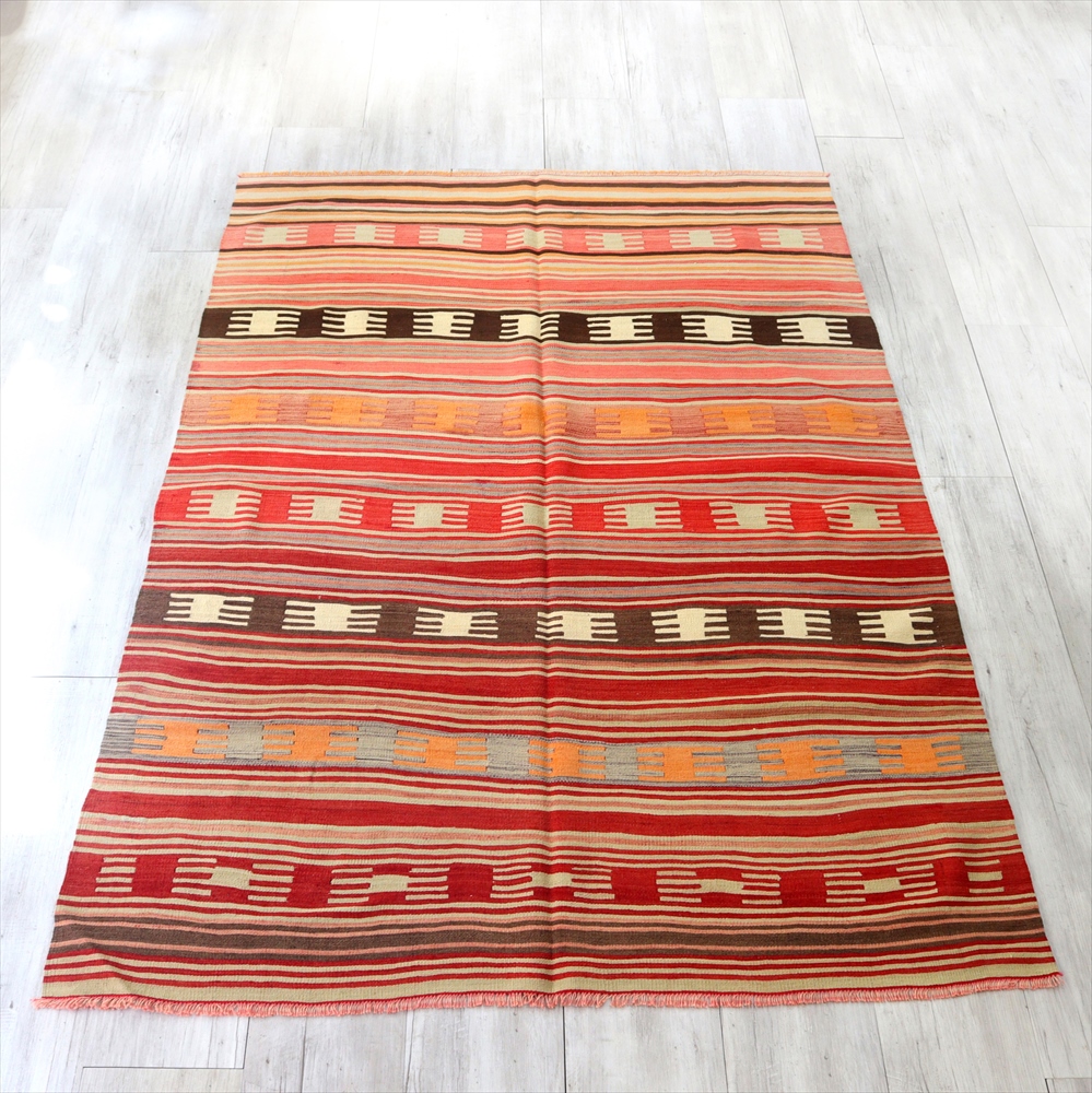 オールドキリム・ムート/カリヨラ211×147cm くしのモチーフのボーダー