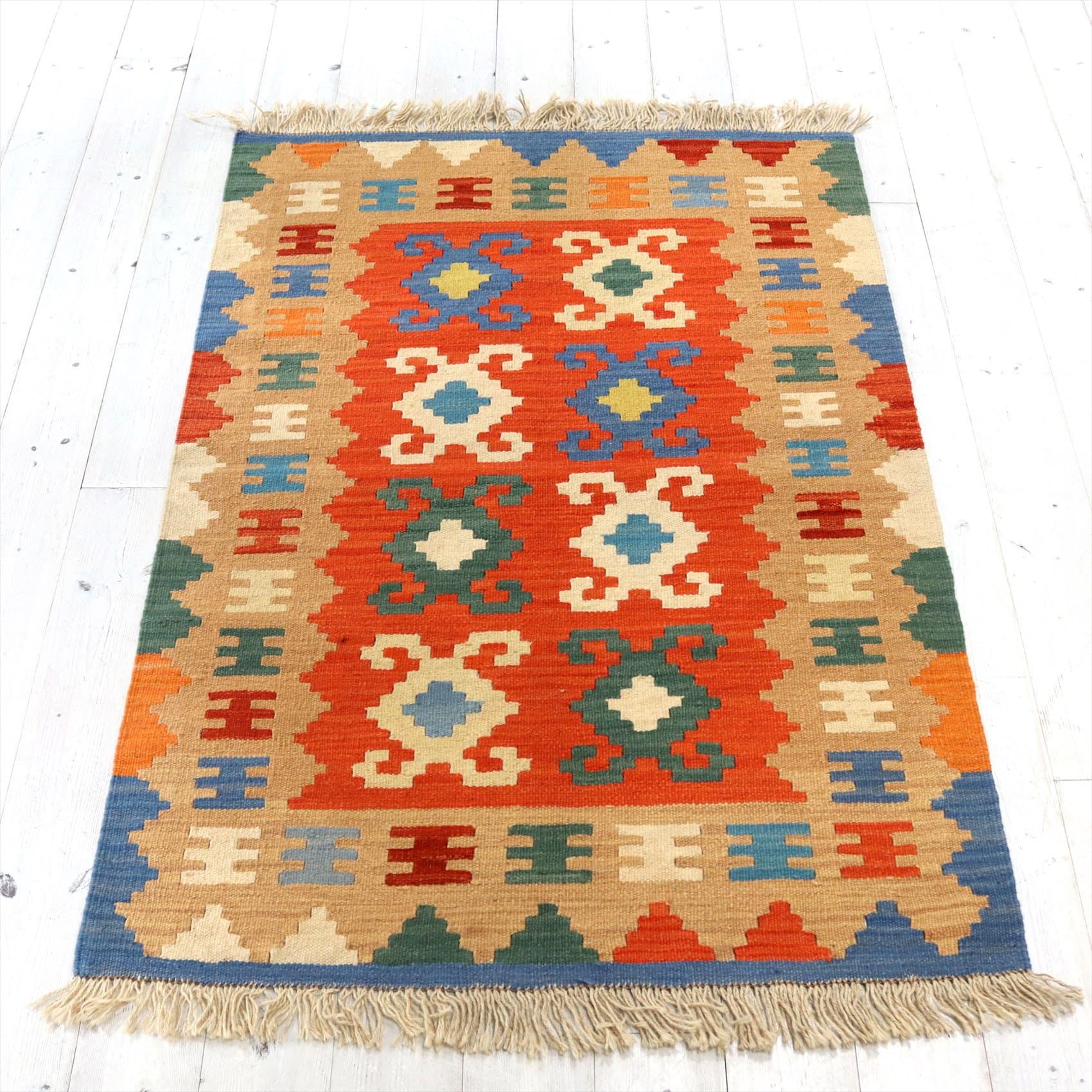 イラン手織りキリム カシュカイキリム125×84cm アクセントラグサイズ