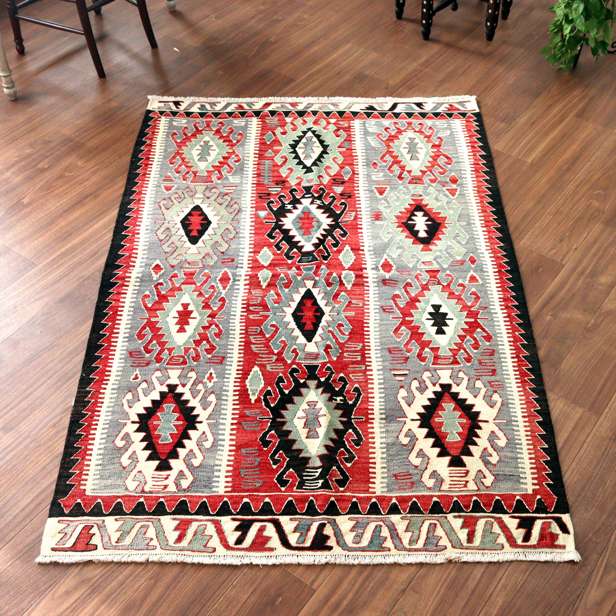 オールドキリム エシュメ178×119cm 鉤のついたひし形