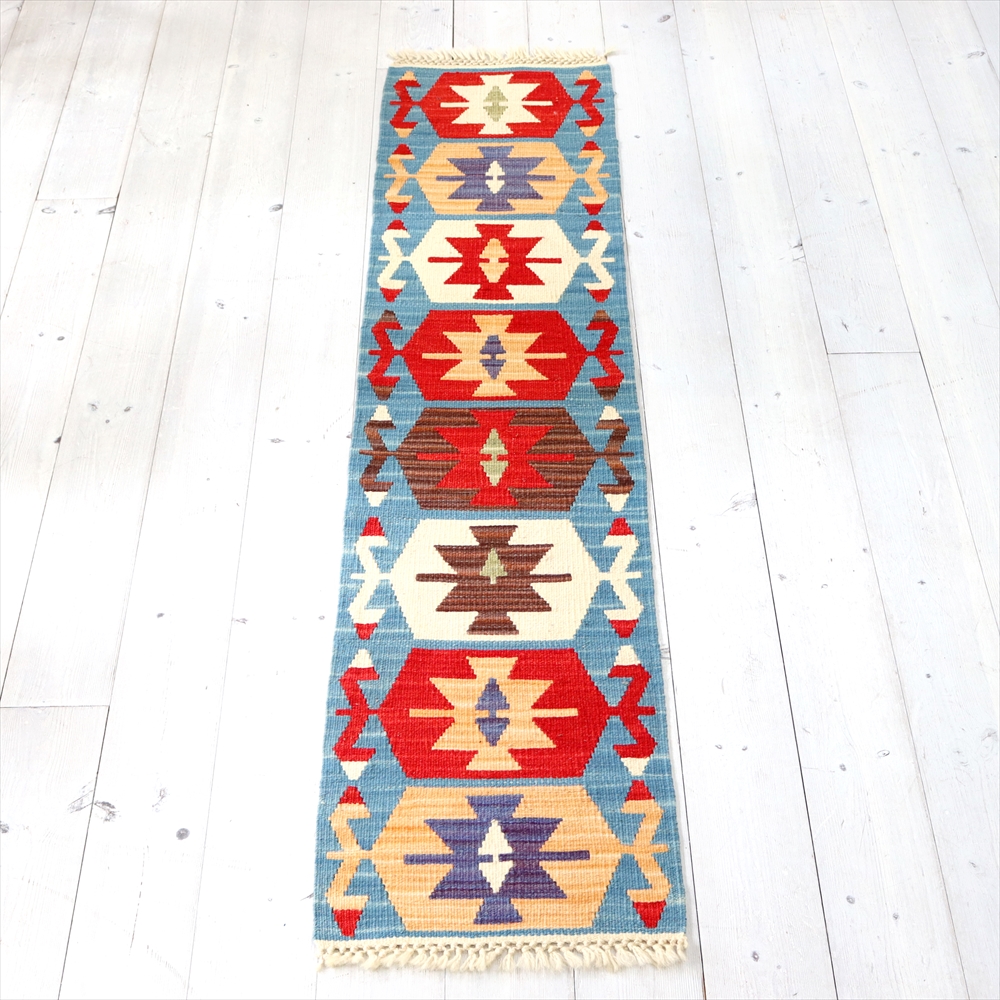 色にこだわるワンランク上のカイセリキリム・ミニランナー145×33cm ベレケットのモチーフ