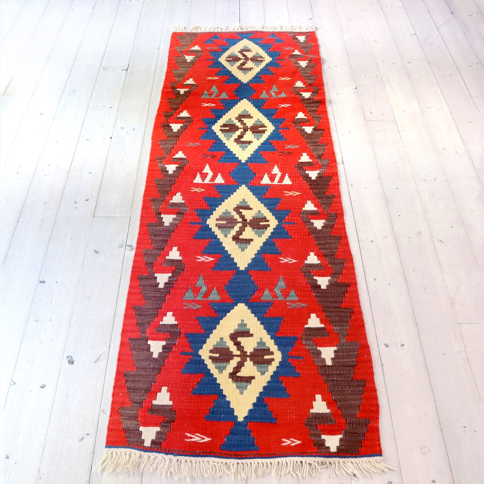 トルコの手織りキリム カイセリ192×62cm イーブルアイ