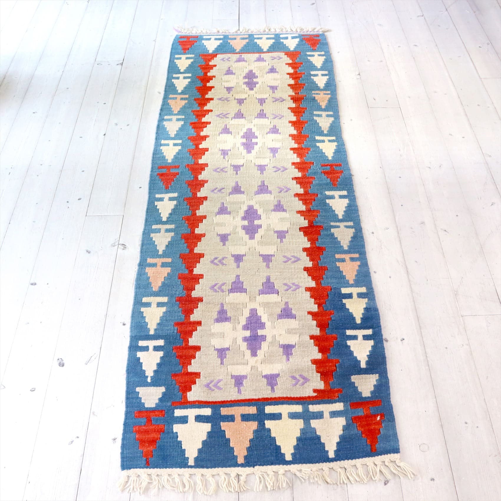 トルコの手織りキリム カイセリ183×62cm 狼の足跡