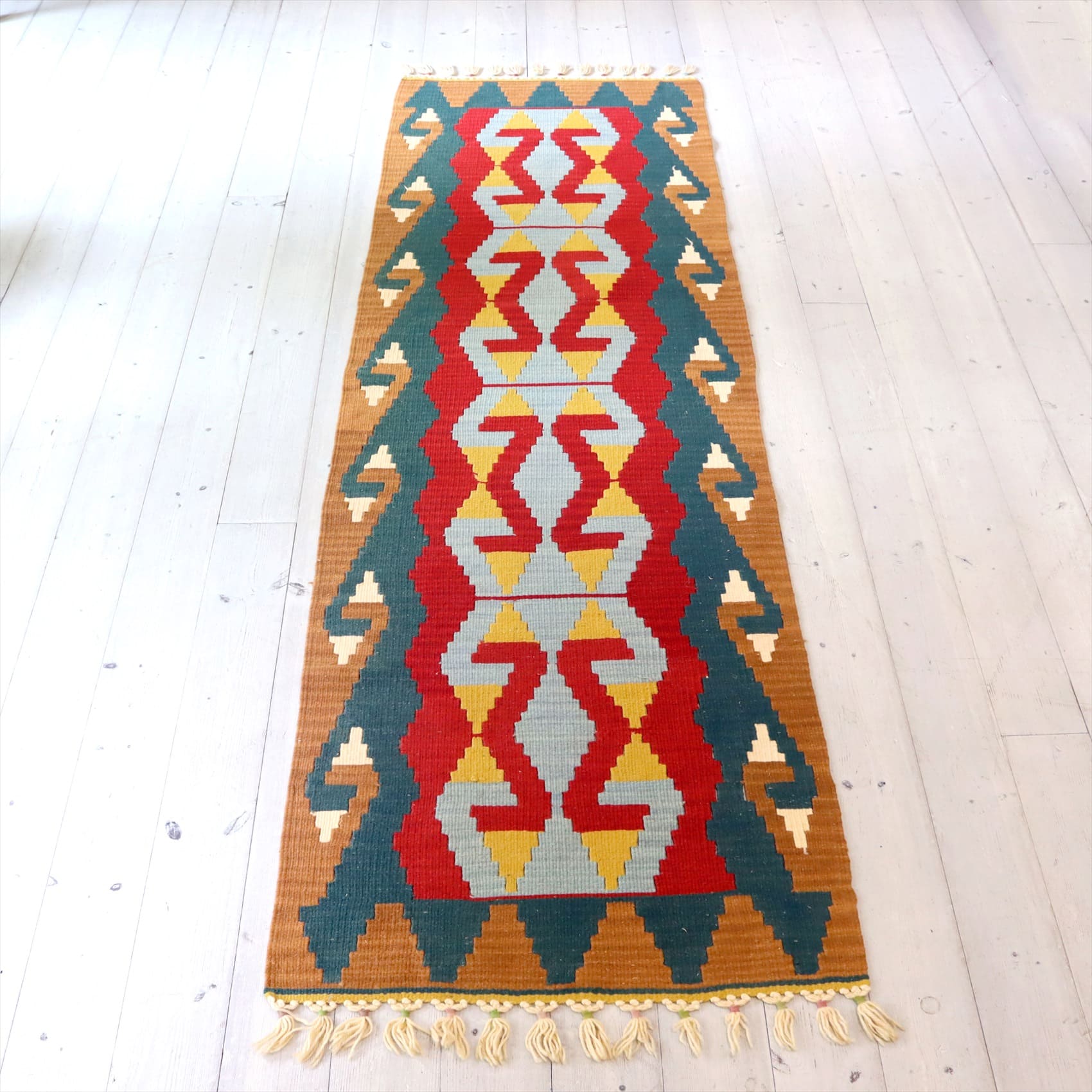 トルコの手織りキリム カイセリ205×65cm コチボユヌズ