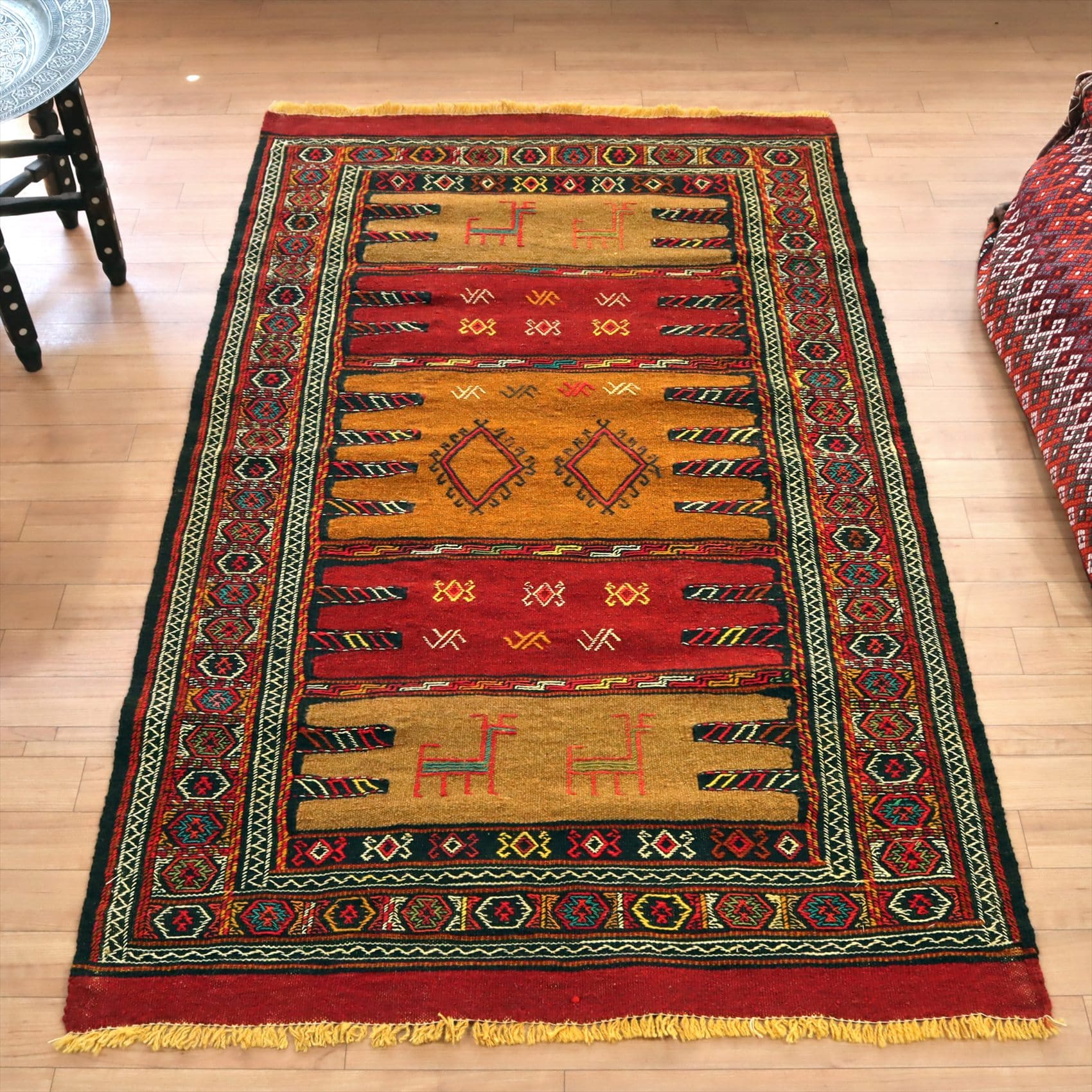 グチャン イランの手織りキリム169×100cm ジジムの幾何学モチーフ