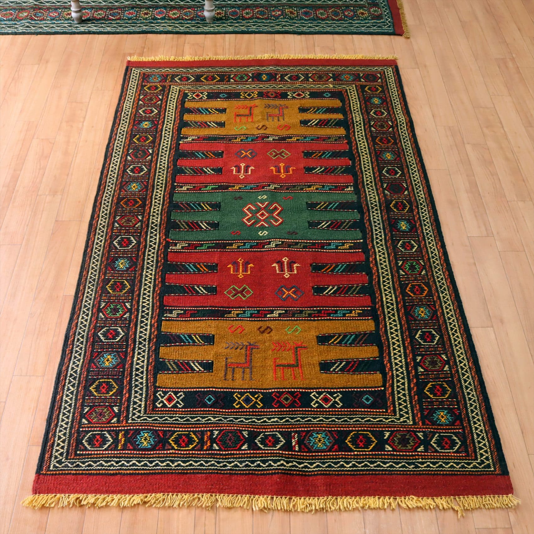 グチャン イランの手織りキリム176×100cm ジジムの幾何学モチーフ