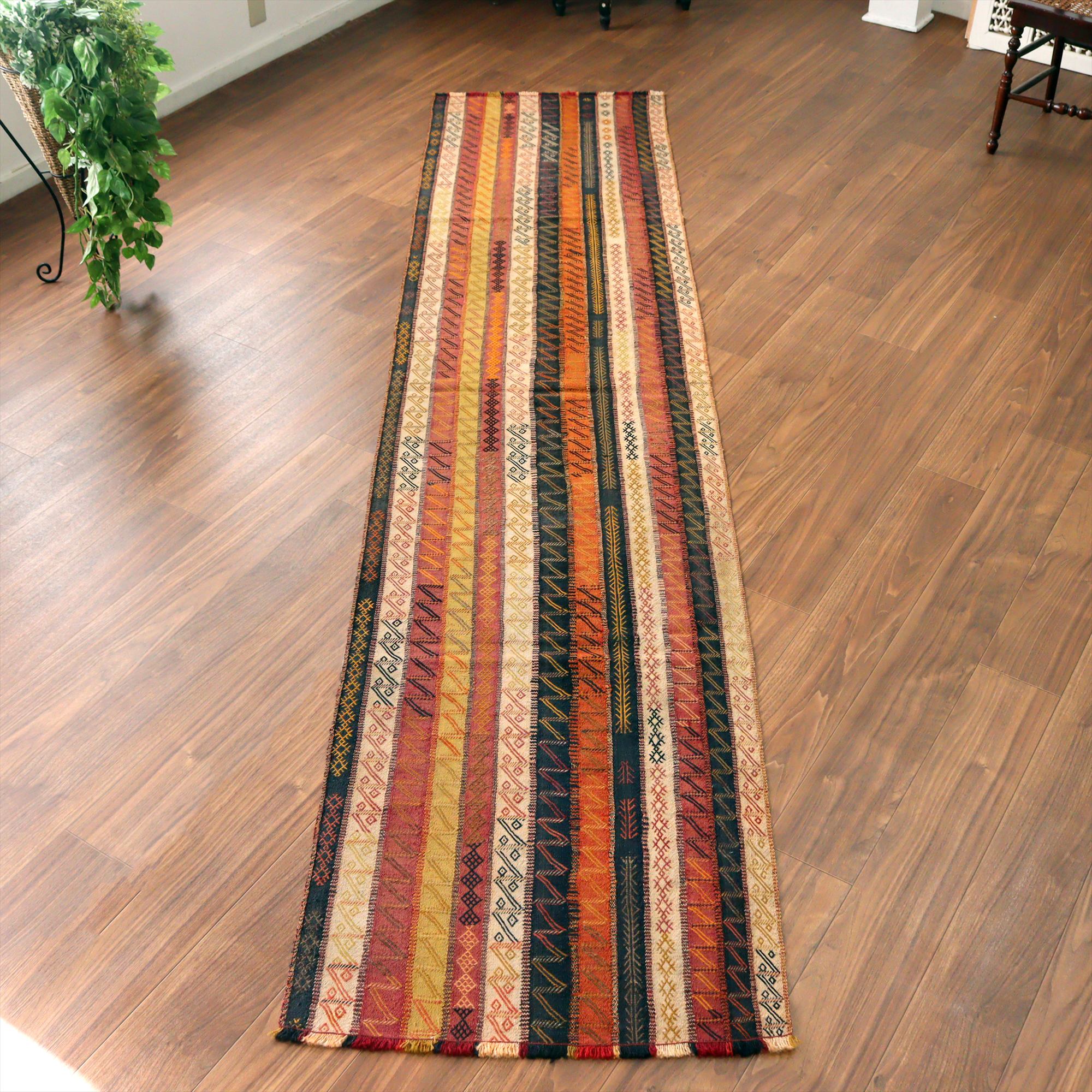 オールドキリム シワス302×71cm フラグメント 細長いサイズ ストライプ