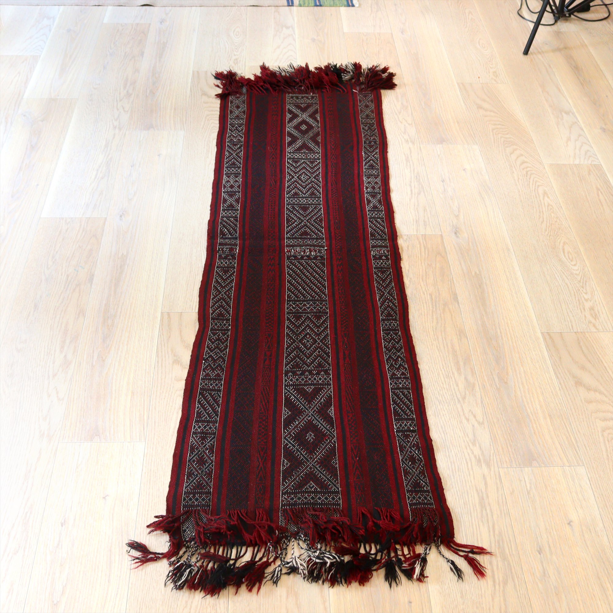 【15%OFF】オールドジャジム ハッキャリ178×53cm 細かな織りの幾何学模様 平織り キリム