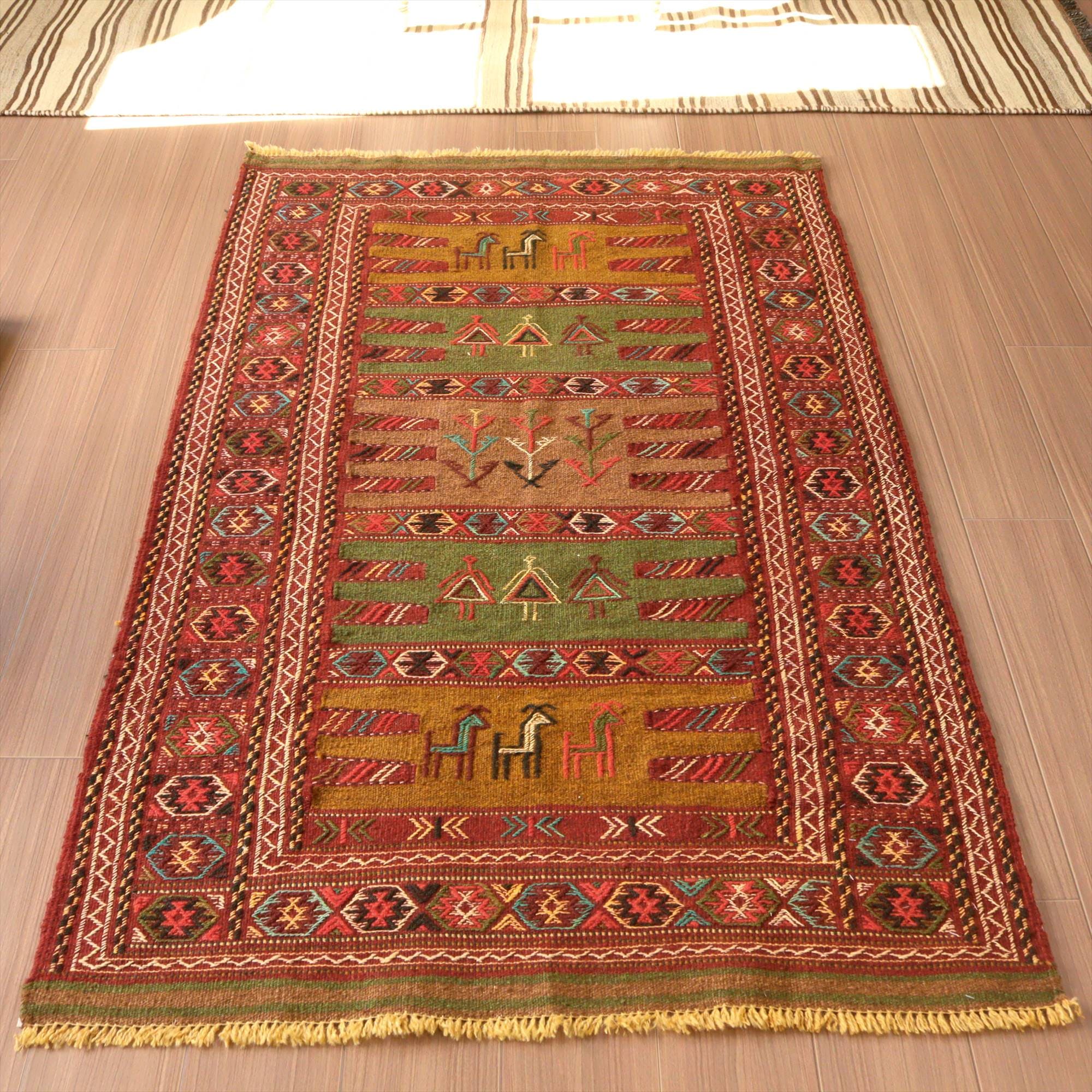 グチャン イランの手織りキリム173×103cm幾何学モチーフ