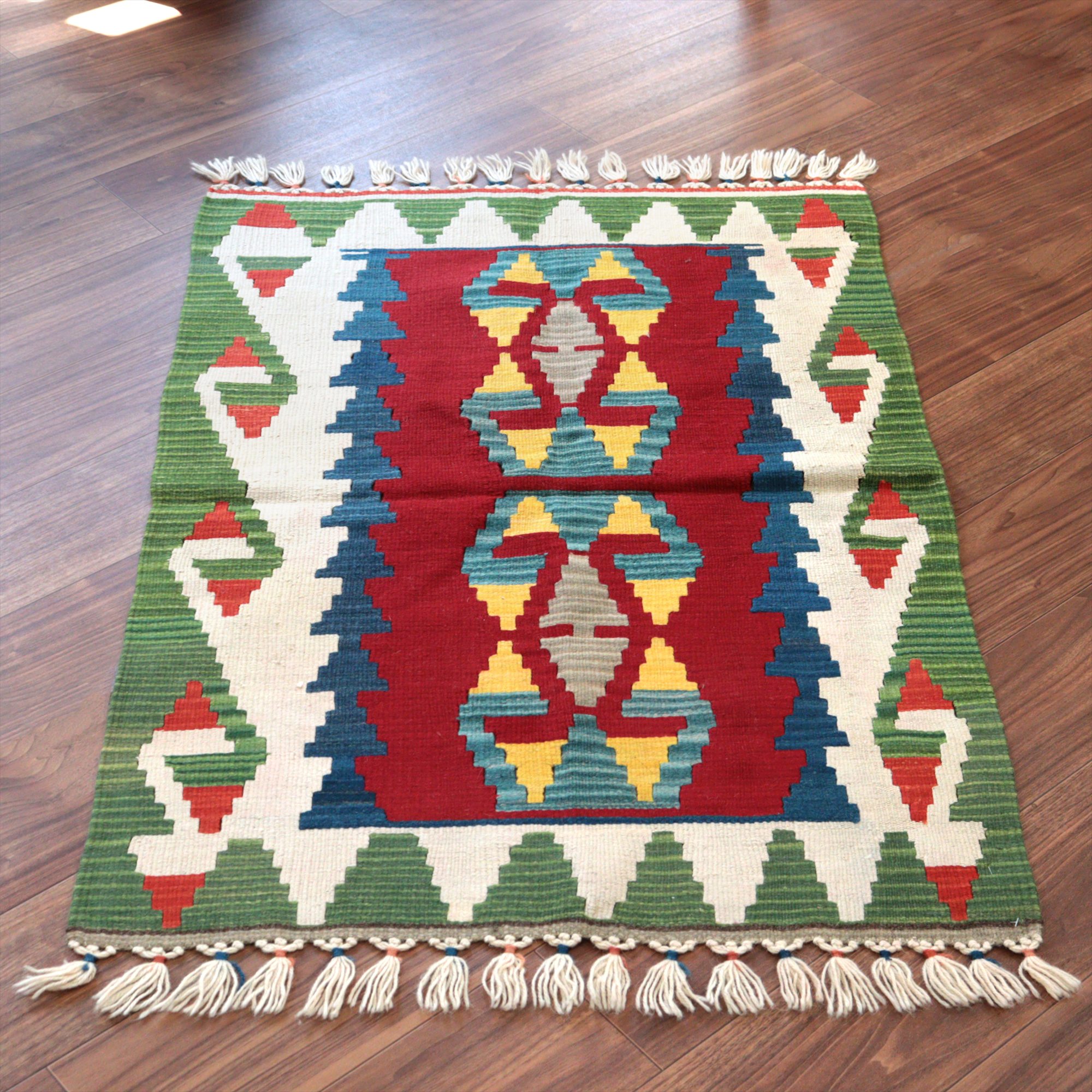カイセリ産手織りキリム114×78cm 雄羊の角 トルコの手織りラグ