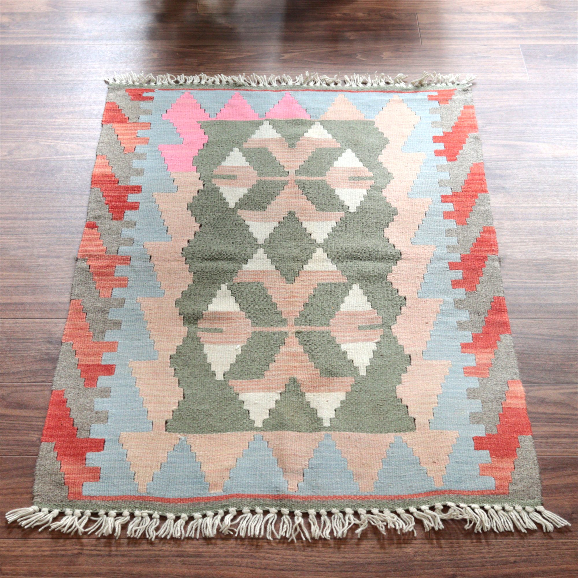 カイセリ産手織りキリム115×78cm パステルカラー トルコの手織りラグ
