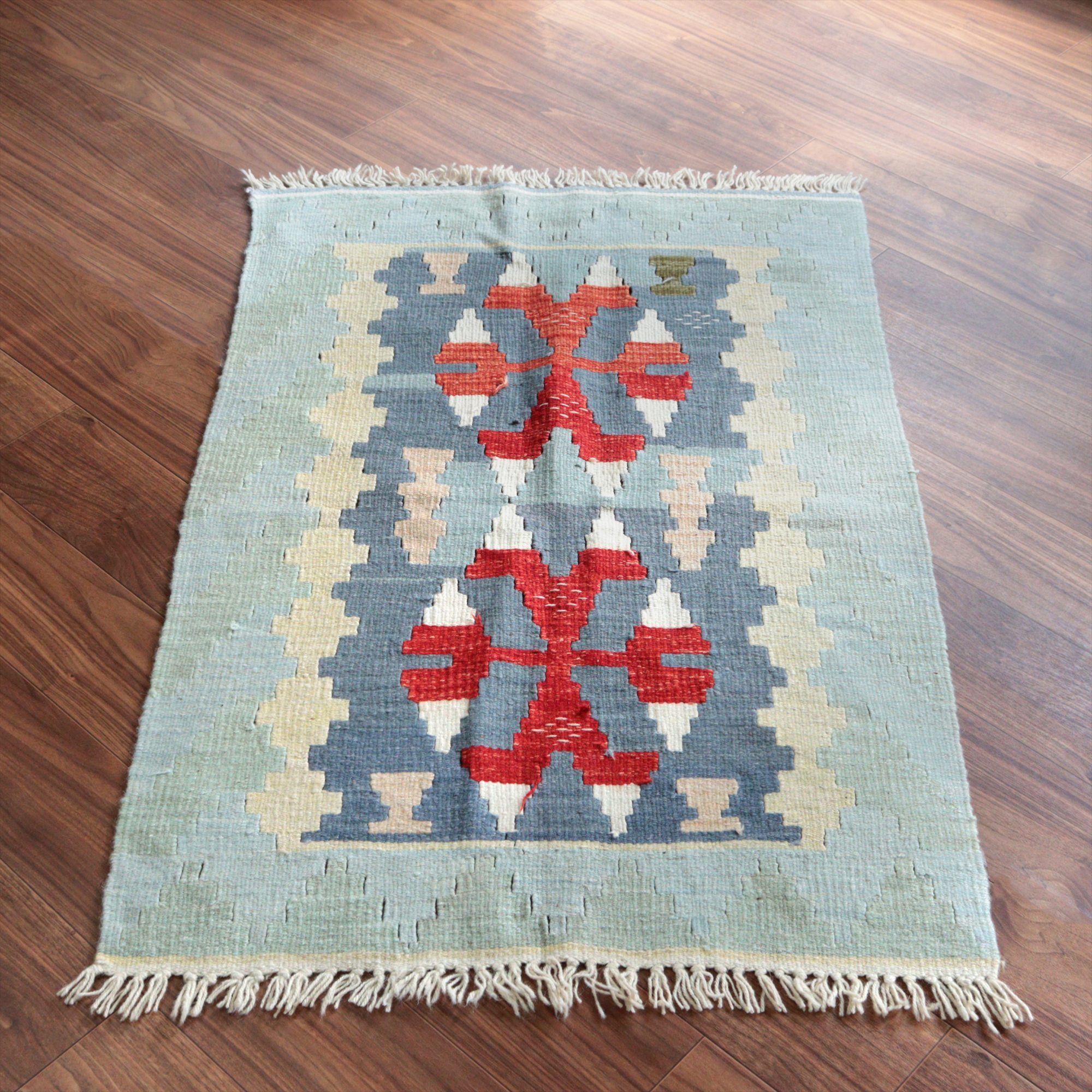 カイセリ産手織りキリム124×82cm パステルカラー トルコの手織りラグ