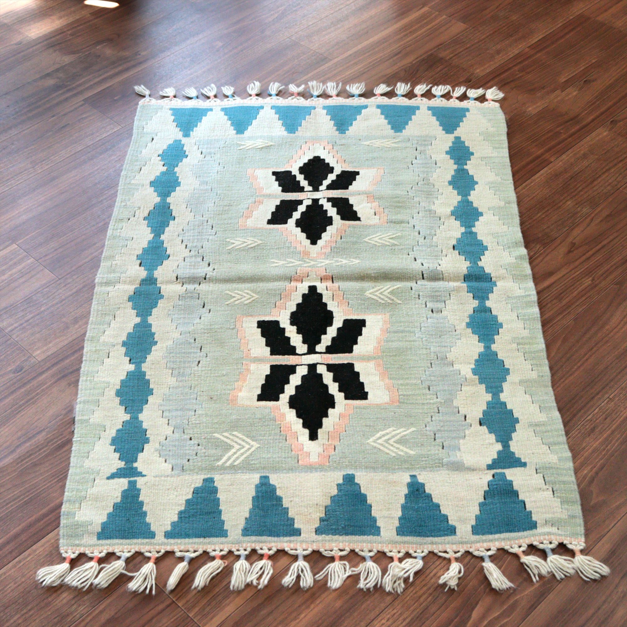 カイセリ産手織りキリム120×82cm パステルカラー トルコの手織りラグ