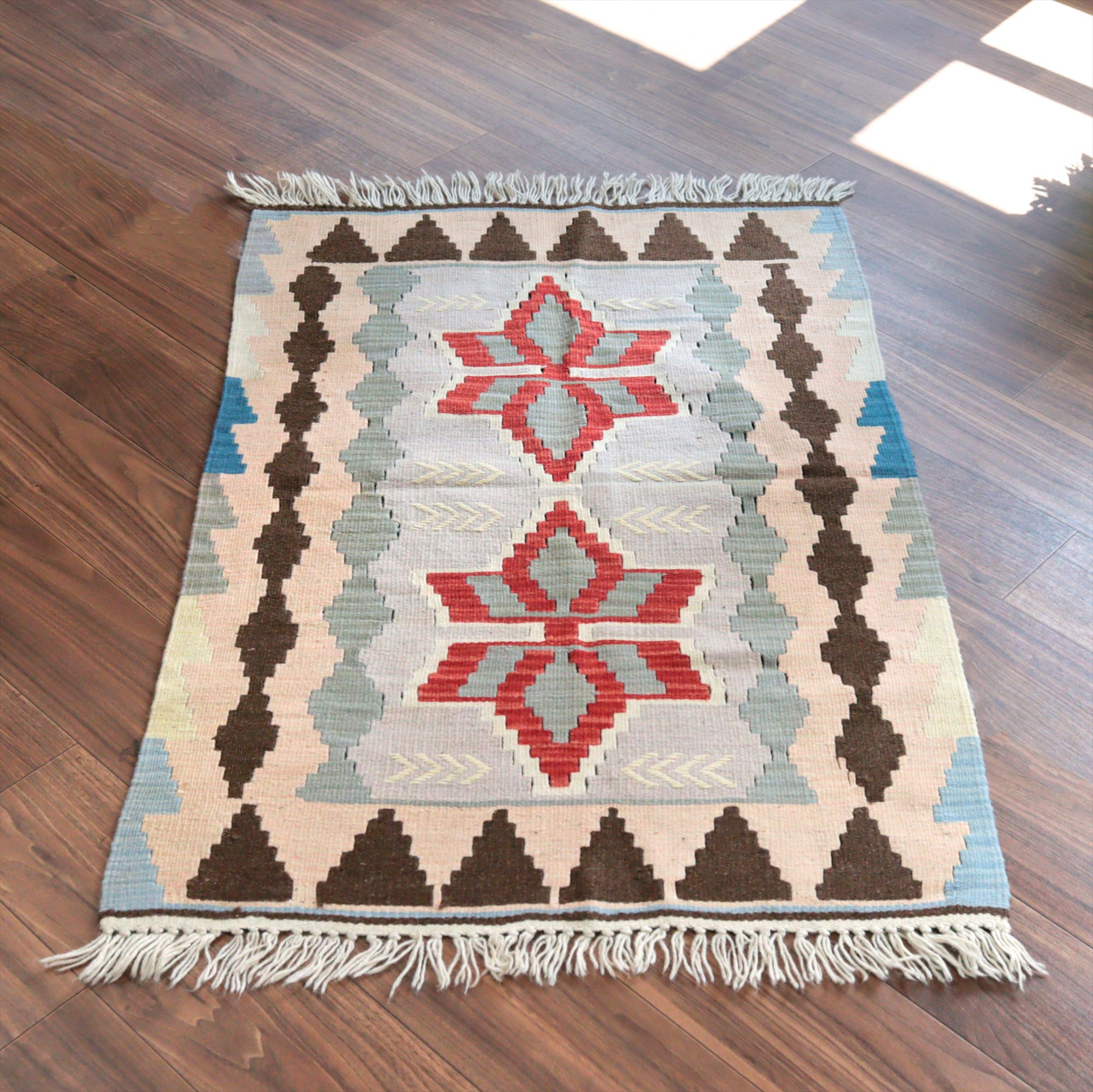 カイセリ産手織りキリム119×79cm パステルカラー トルコの手織りラグ