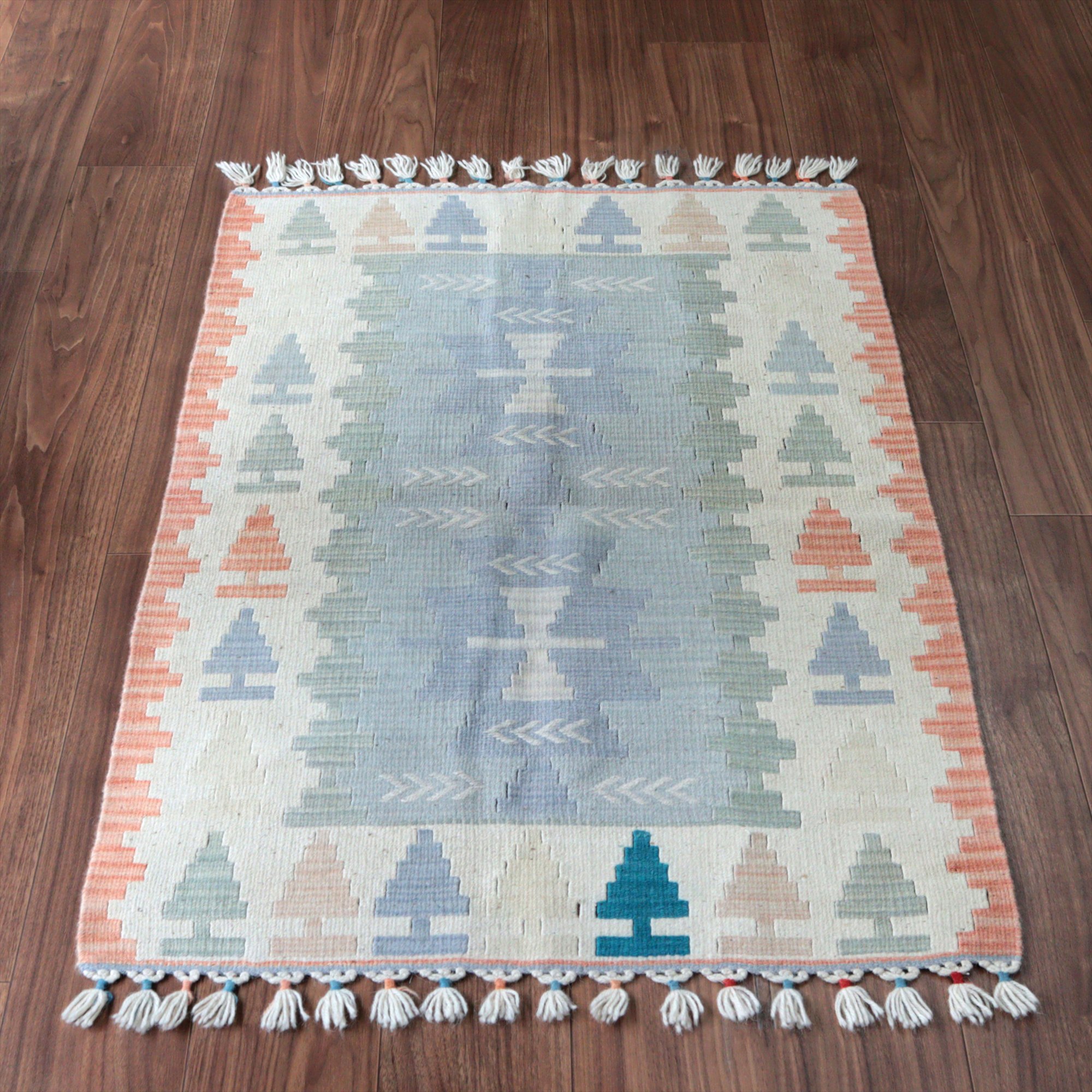 カイセリ産手織りキリム119×79cm パステルカラー トルコの手織りラグ