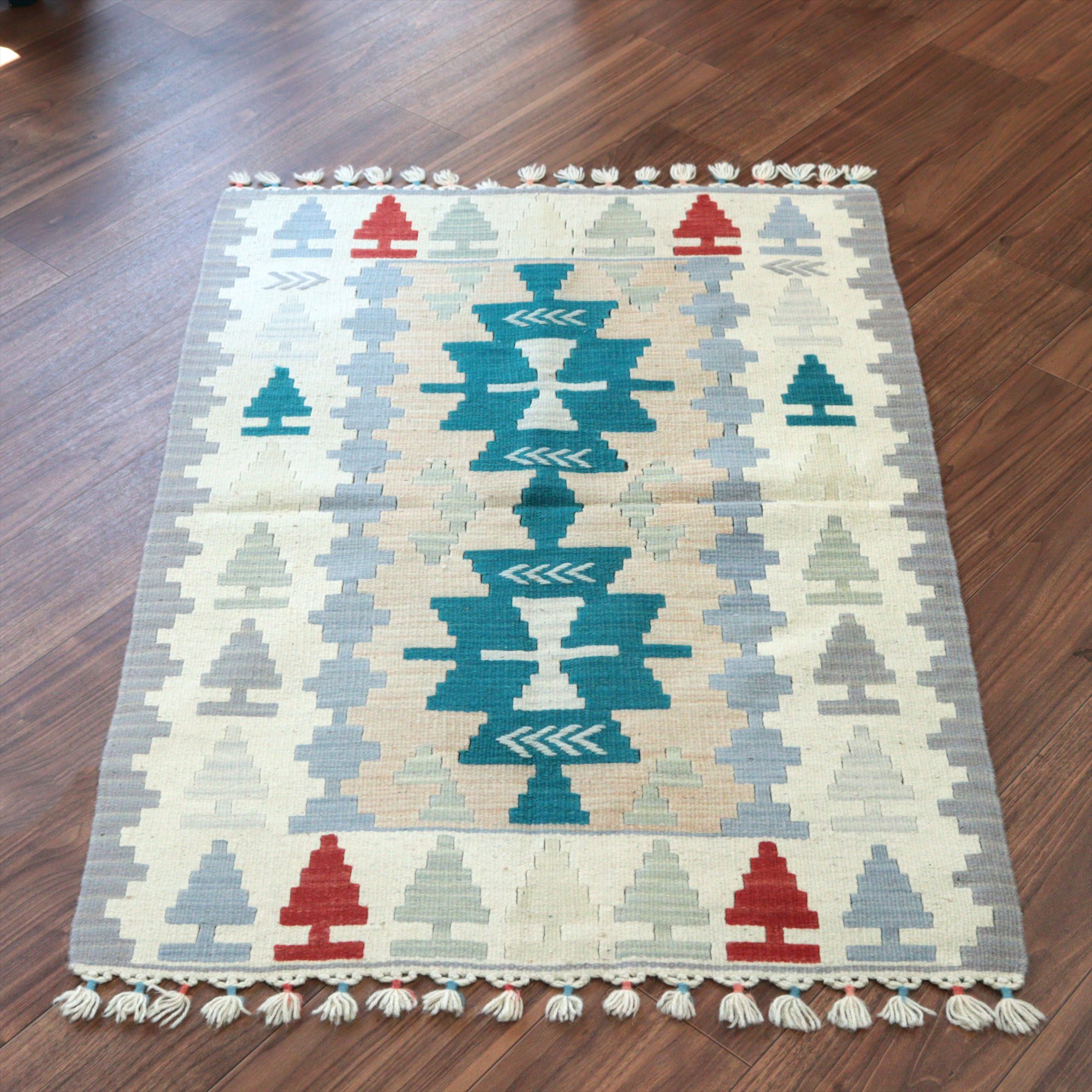 カイセリ産手織りキリム115×78cm パステルカラー トルコの手織りラグ