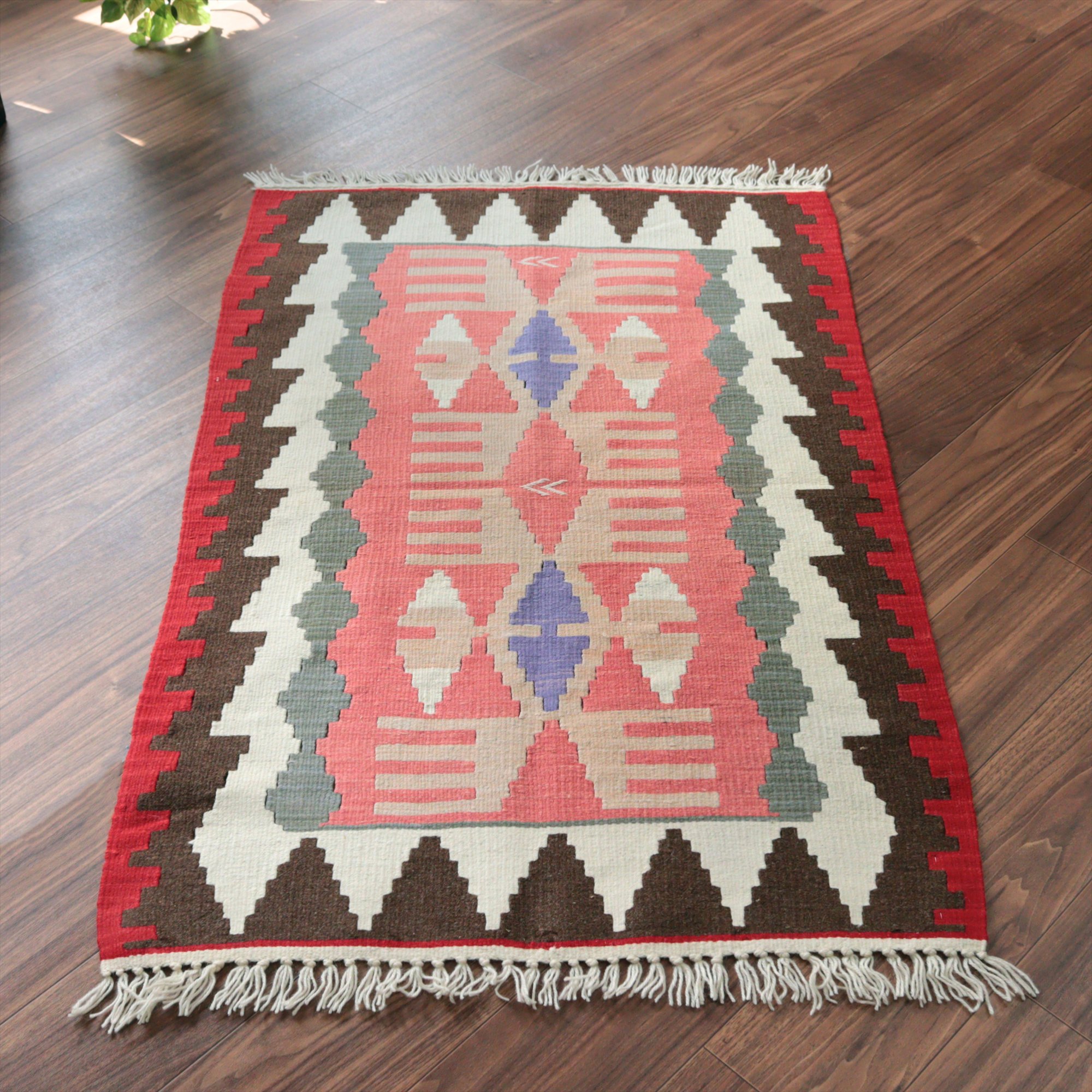 カイセリ産手織りキリム127×82cm レッド トルコの手織りラグ
