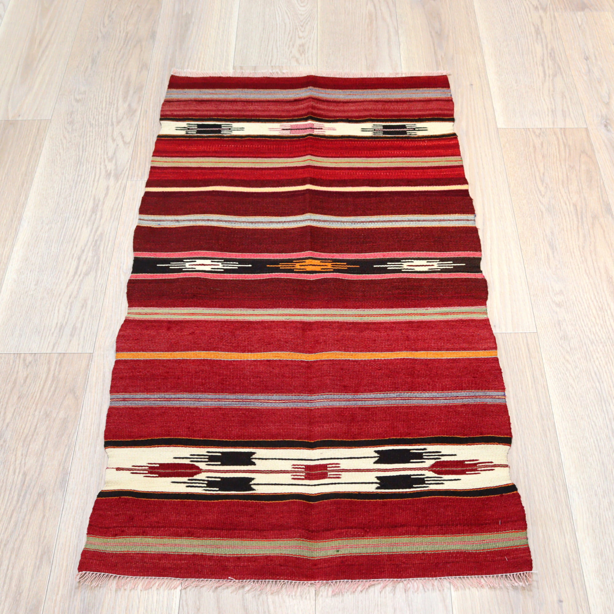 オールドキリム シリフケ ストライプ123×61cm 細かく薄手の織り テント布