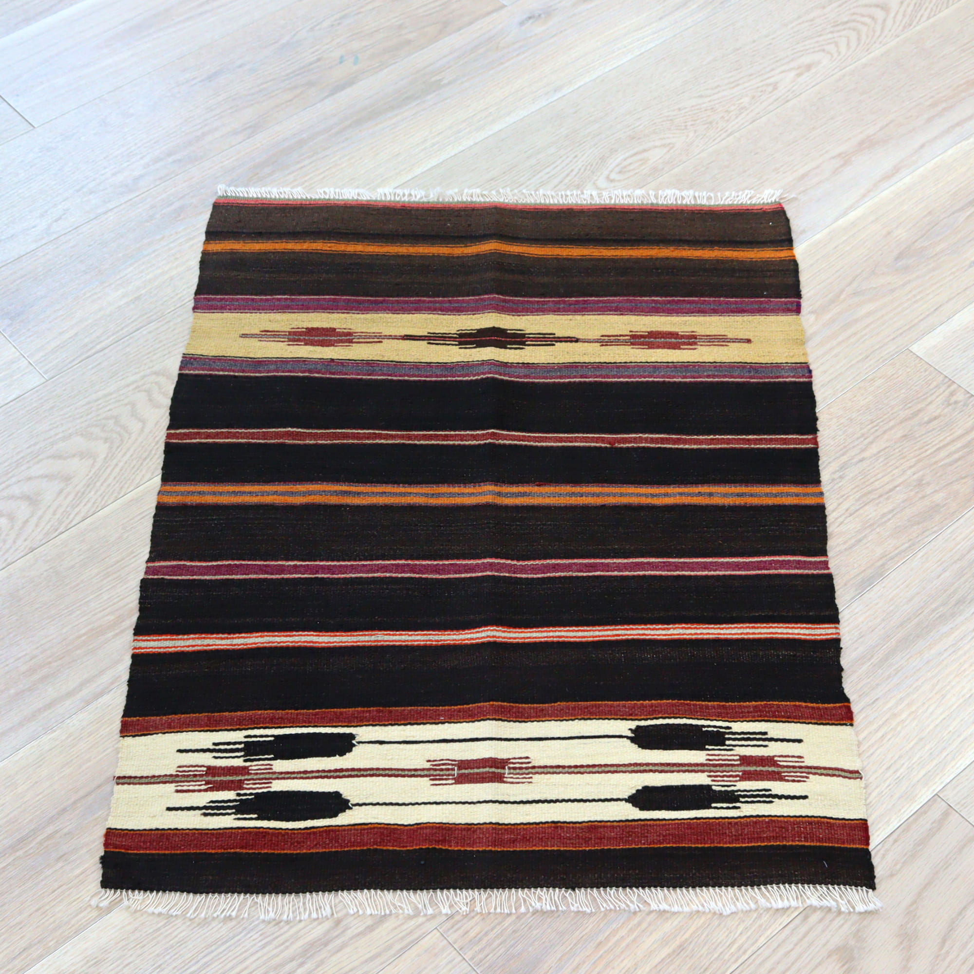 オールドキリム シリフケ ストライプ85×63cm 細かく薄手の織り テント布