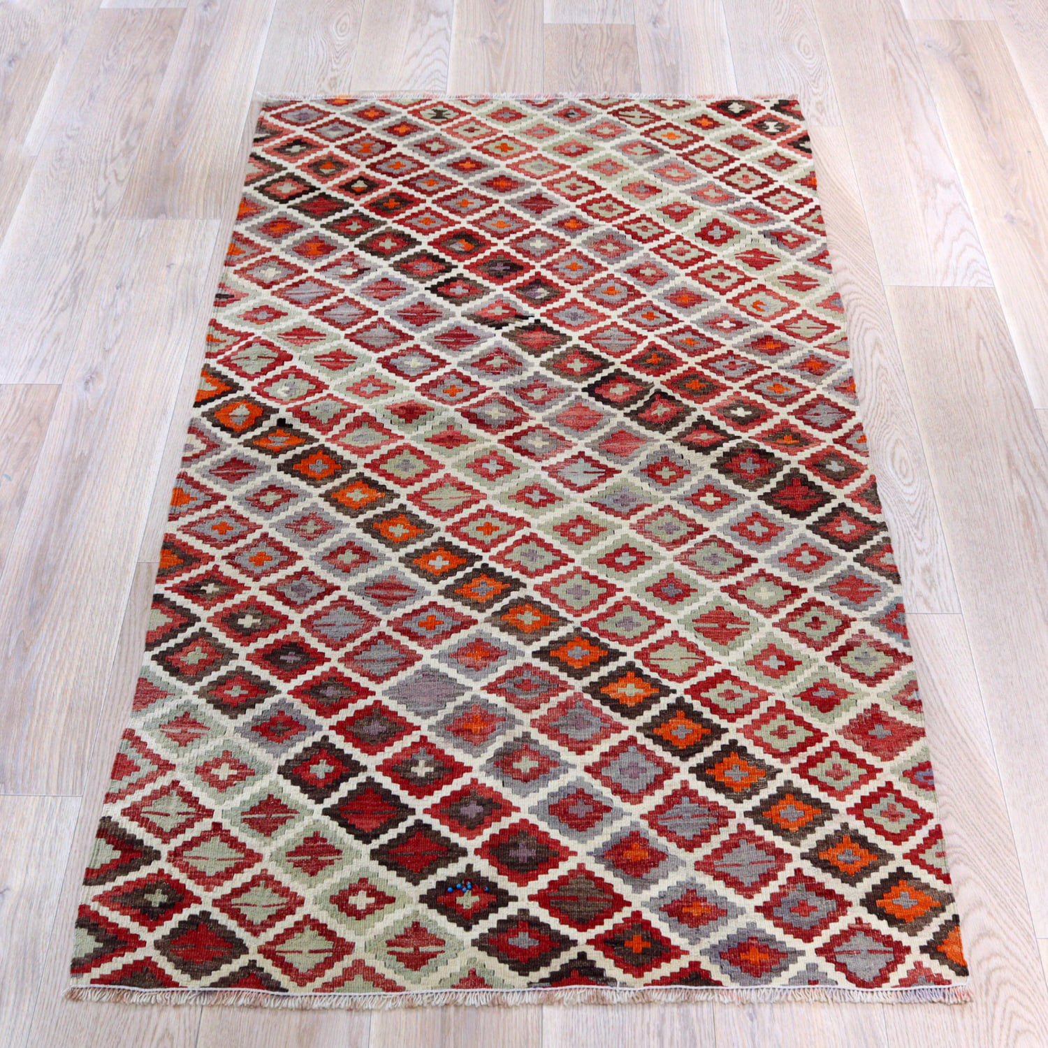 オールドキリム コンヤ188×99cm 連なる幾何学模様