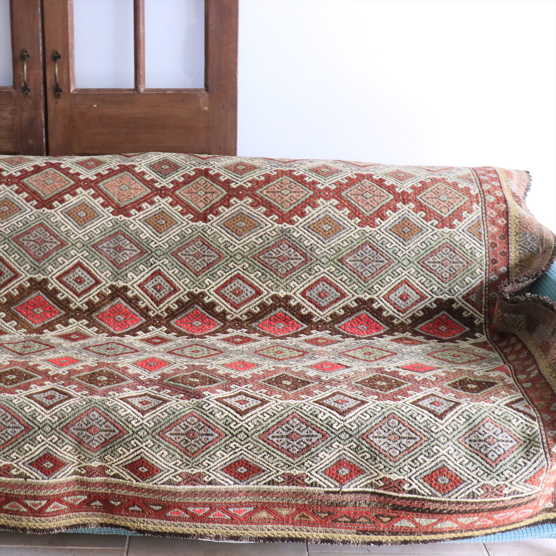 オールドキリム ジジム エスキシェヒ―ル218×141cm 連続するドラゴンのモチーフ