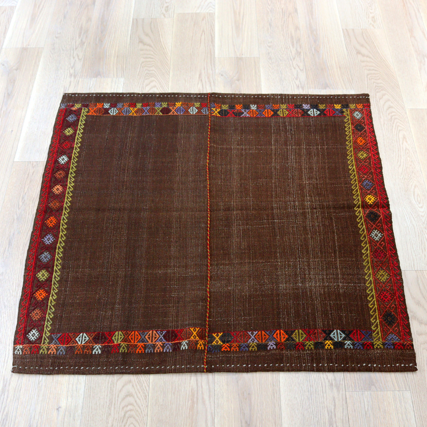 【15%OFF】オールドキリム ソフレ 無地 エスキシェヒ―ル119×115cm ブラウンにジジム
