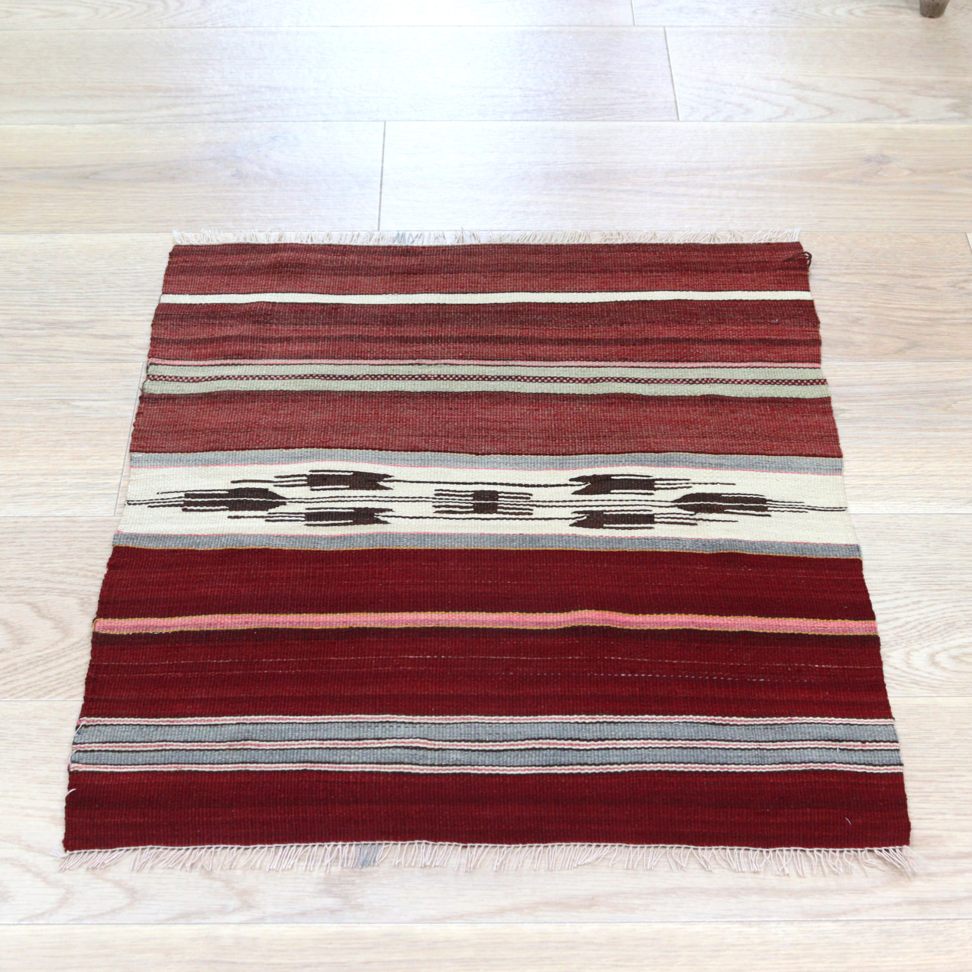オールドキリム シリフケ ストライプ65×60cm 細かく薄手の織り テント布