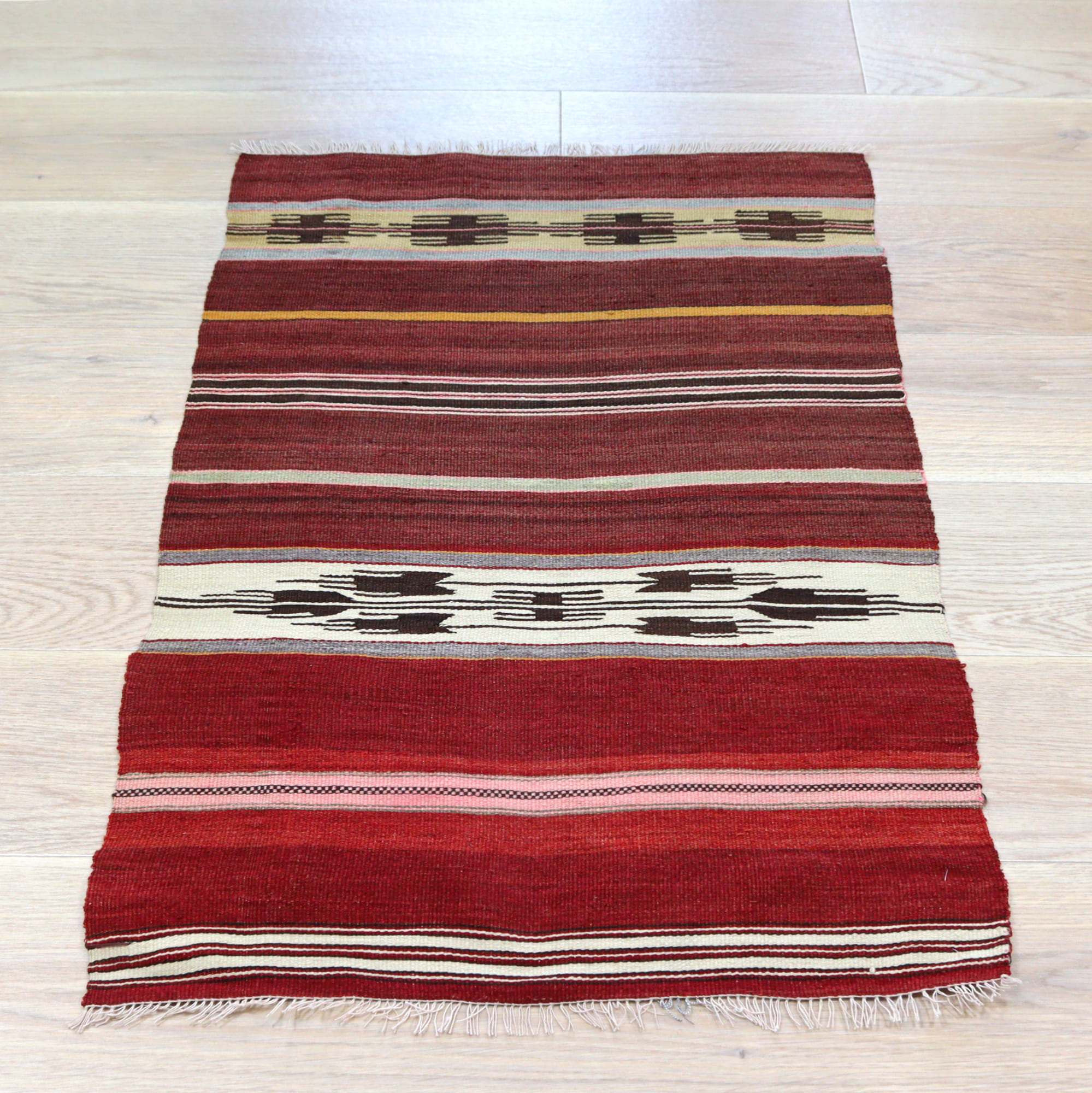 オールドキリム シリフケ ストライプ91×60cm 細かく薄手の織り テント布
