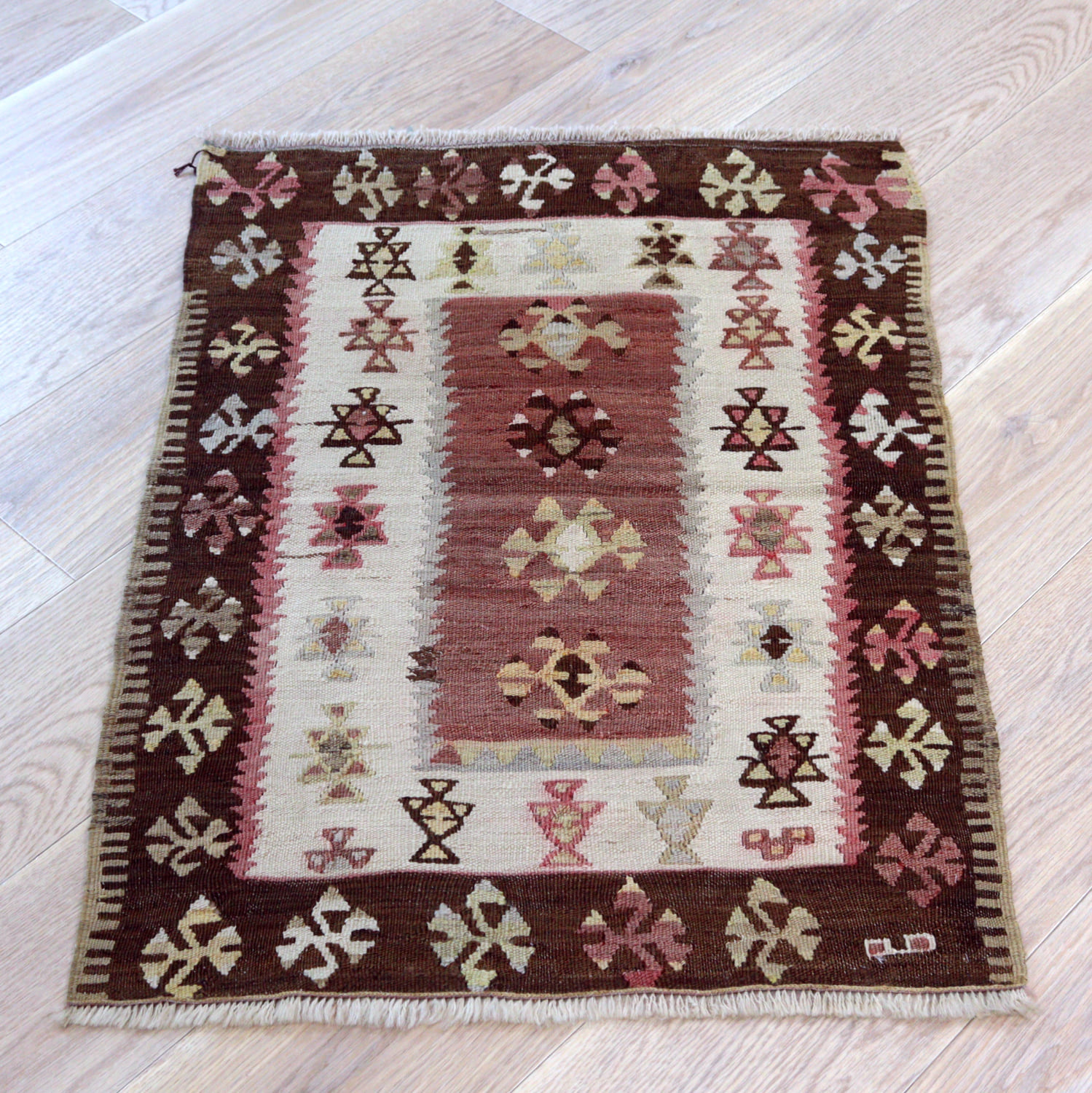 【15%OFF】オールドキリム シワス91×65cm 幾何学モチーフ