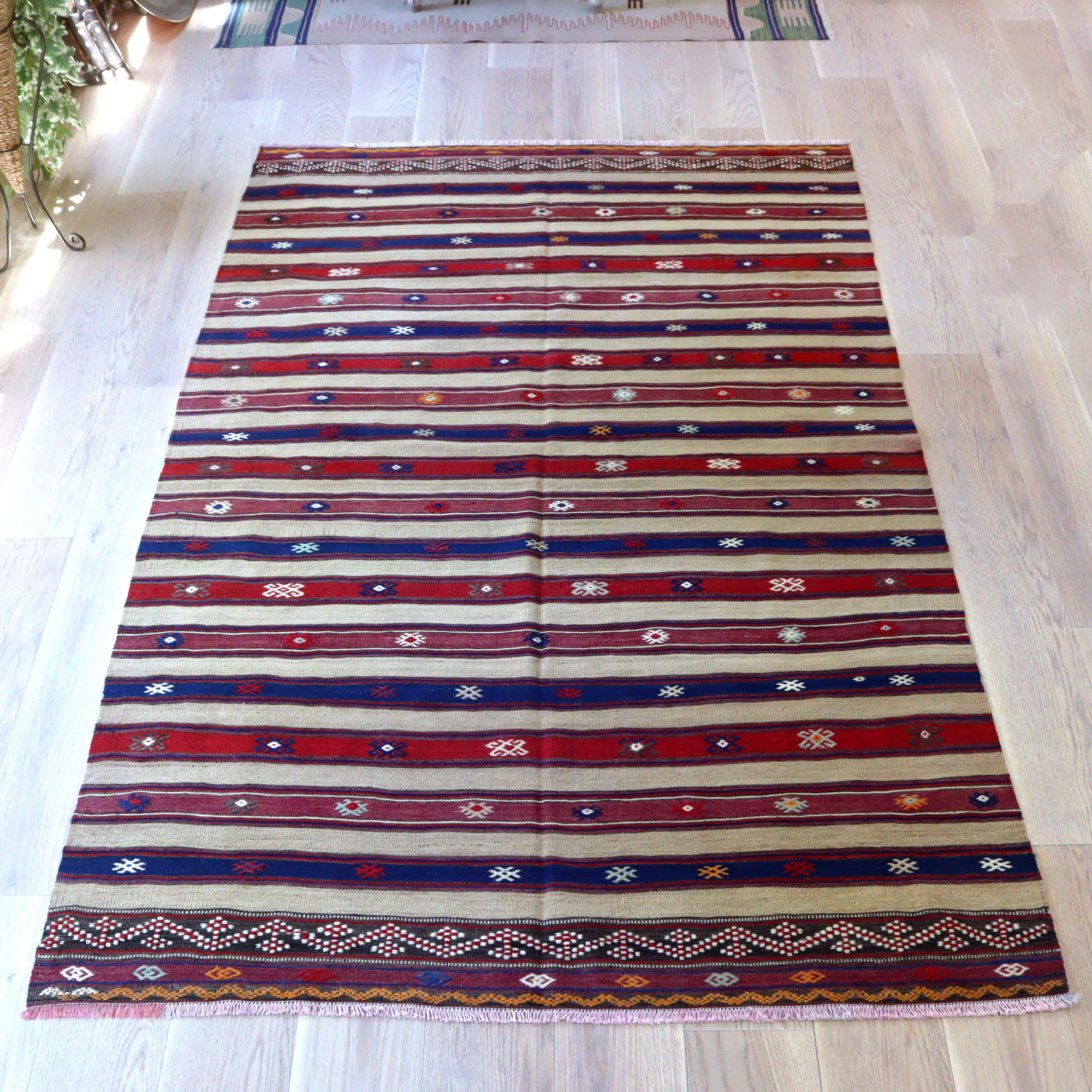 オールドキリム フェティエ239×149cm ボーダーデザイン