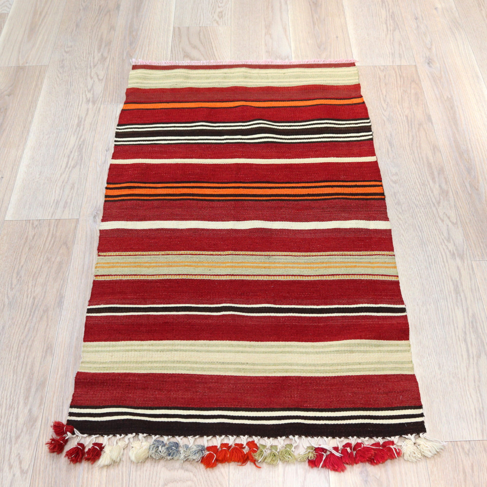 オールドキリム シリフケ ストライプ123×68cm 細かく薄手の織り テント布