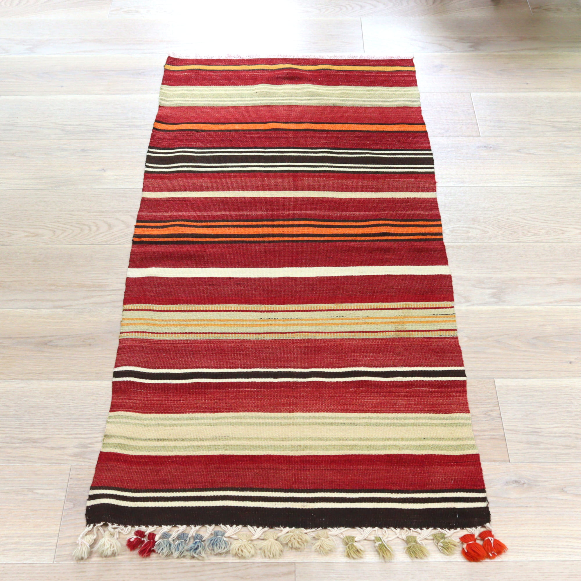 オールドキリム シリフケ ストライプ137×68cm 細かく薄手の織り テント布