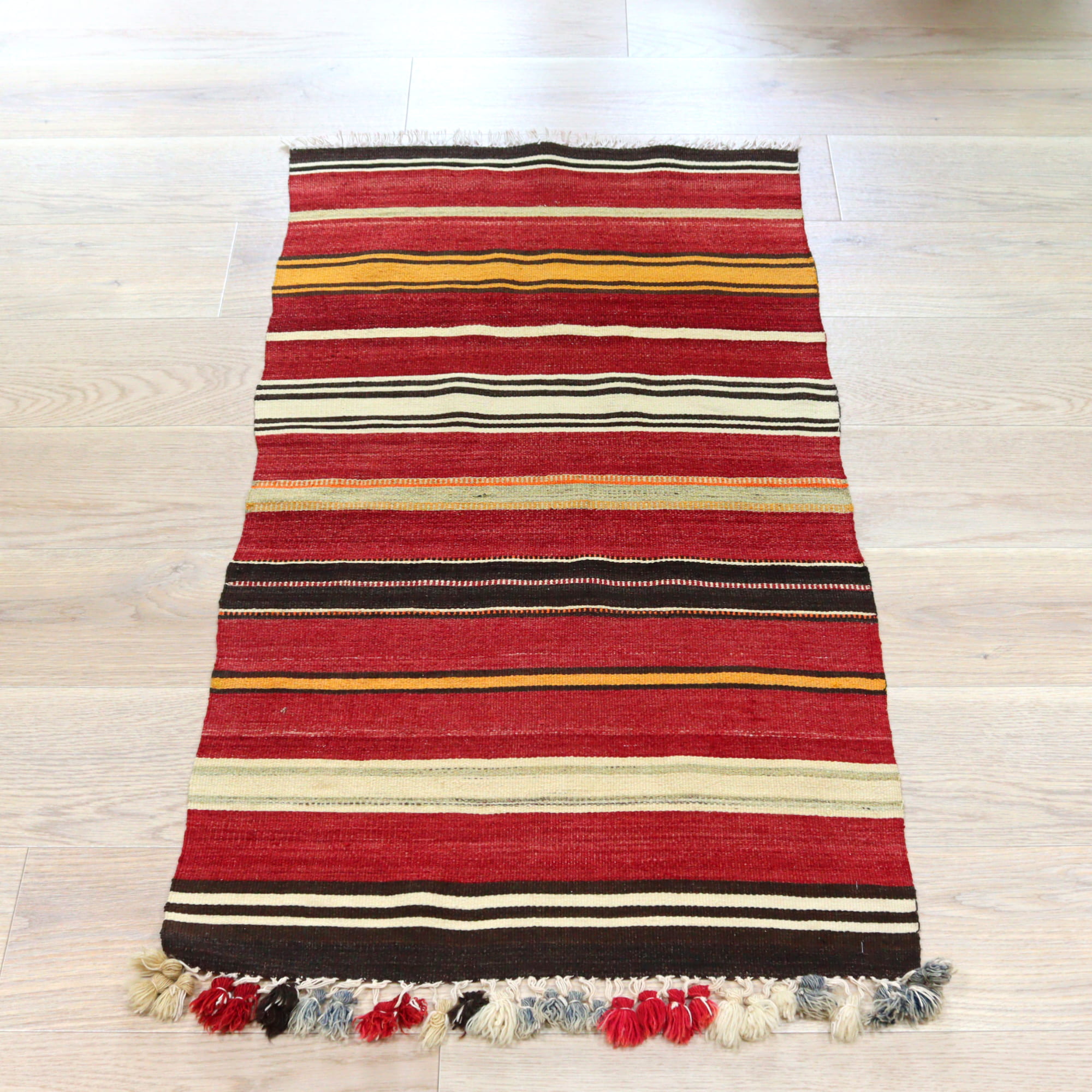 オールドキリム シリフケ ストライプ119×68cm 細かく薄手の織り テント布
