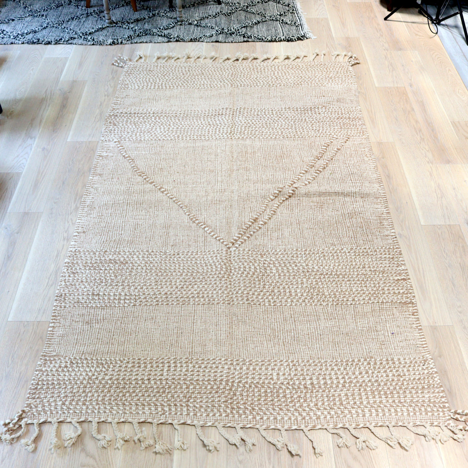 【15%OFF】モロッコキリム ザナフィ253×150cm ベージュ