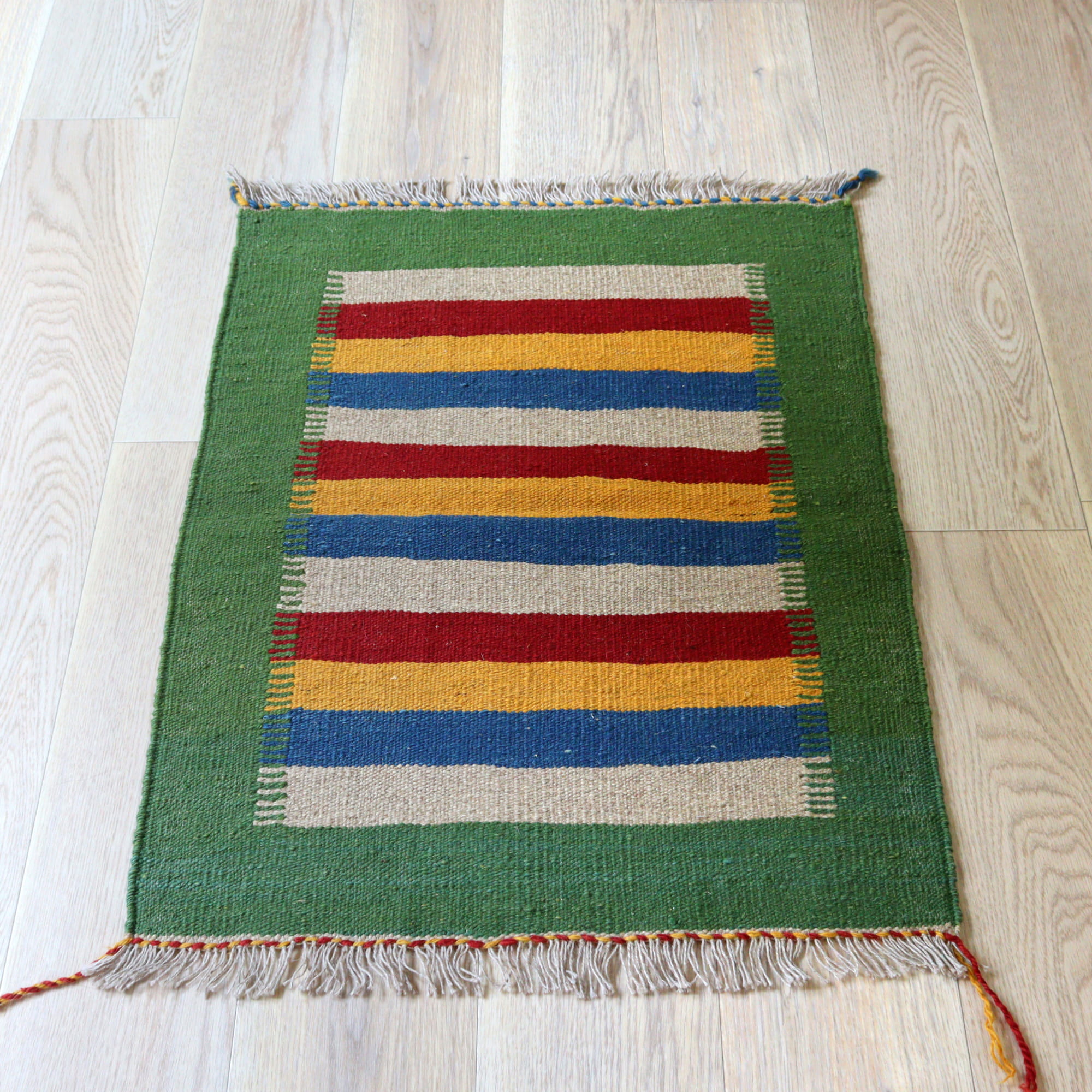 カシュカイキリム イラン 手織り87×66cm カラフルな幾何学モチーフ