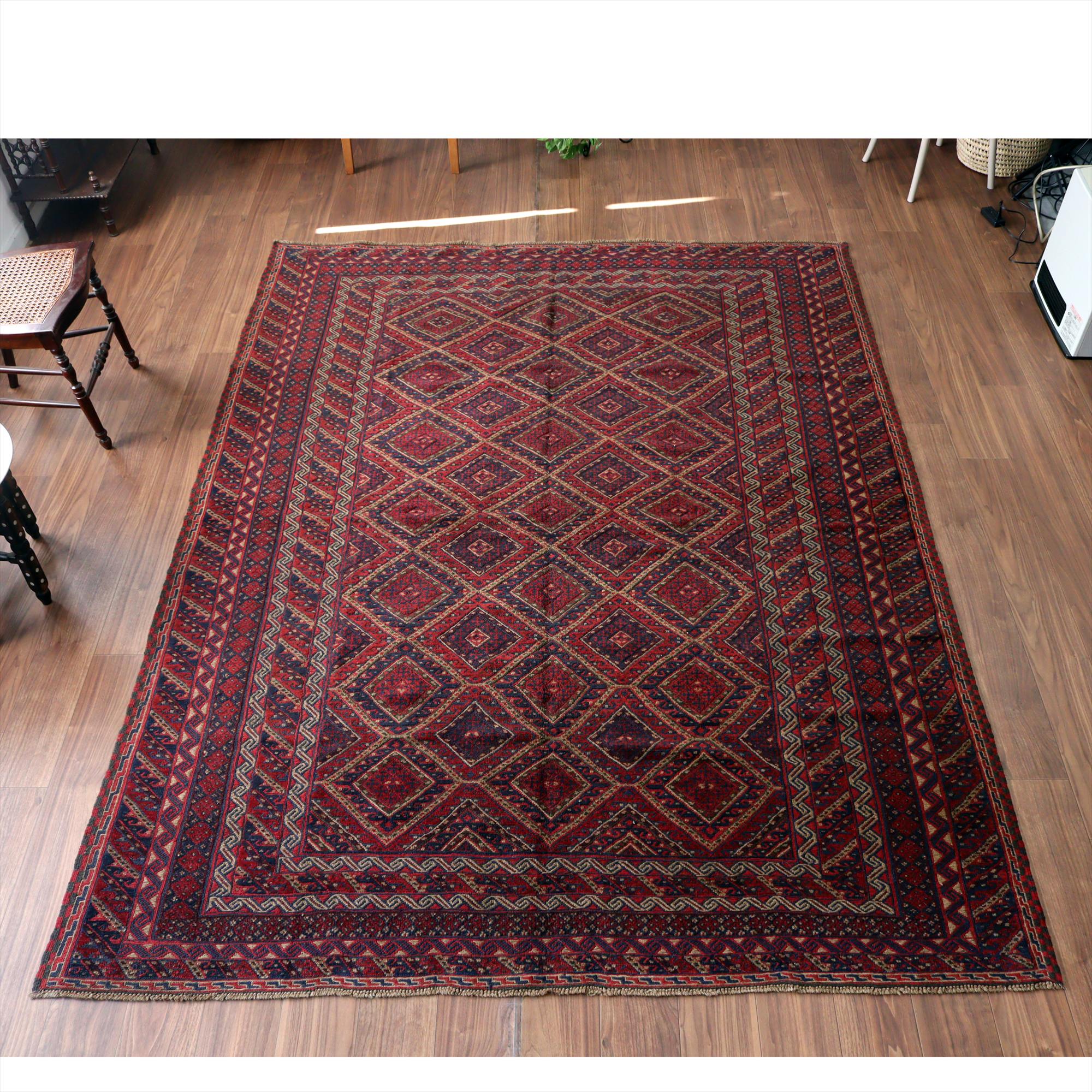 オールドキリム アフガニスタン ミシュワニ273×202cm 連なるダイヤ