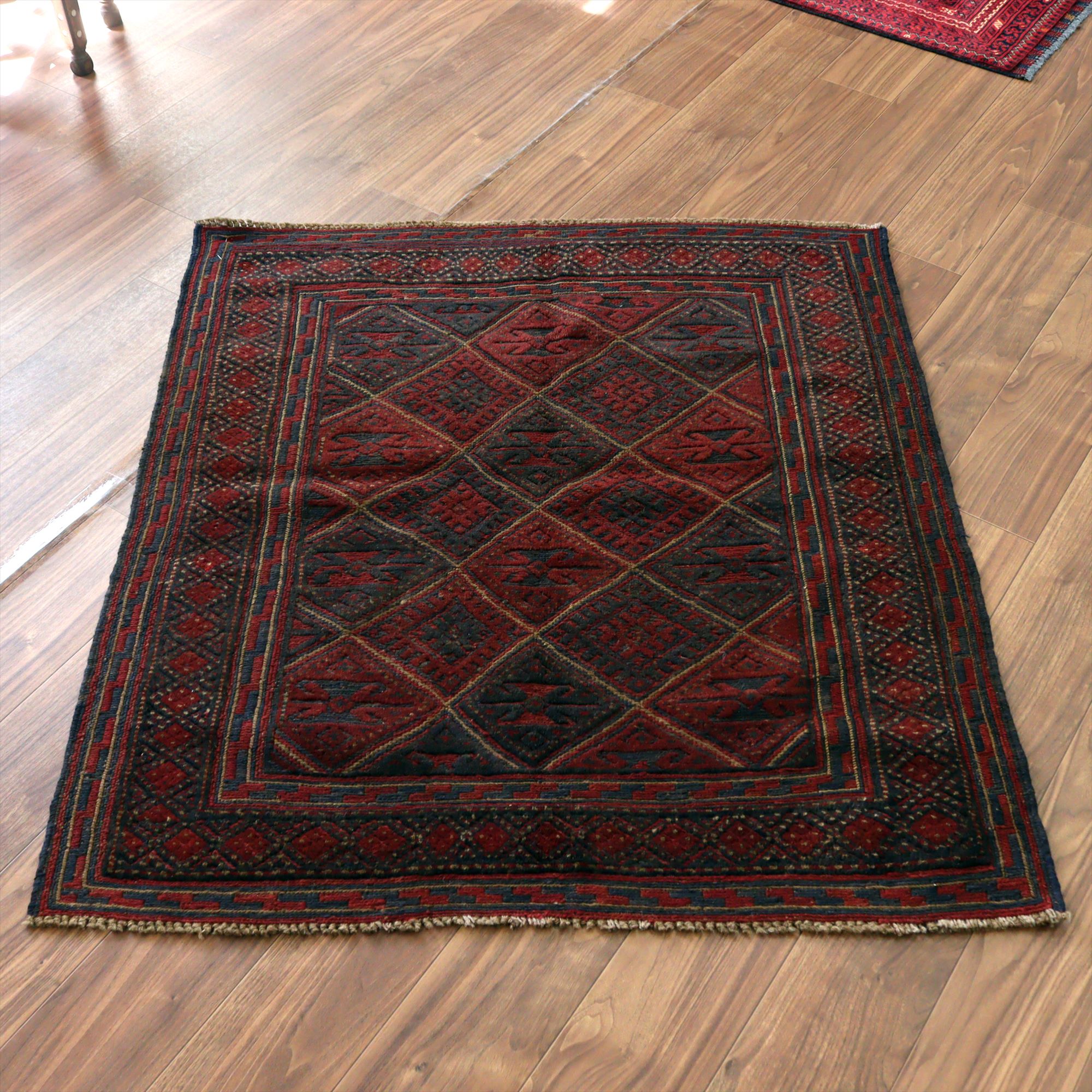 オールドキリム アフガニスタン ミシュワニ121×110cm 連続する幾何学模様