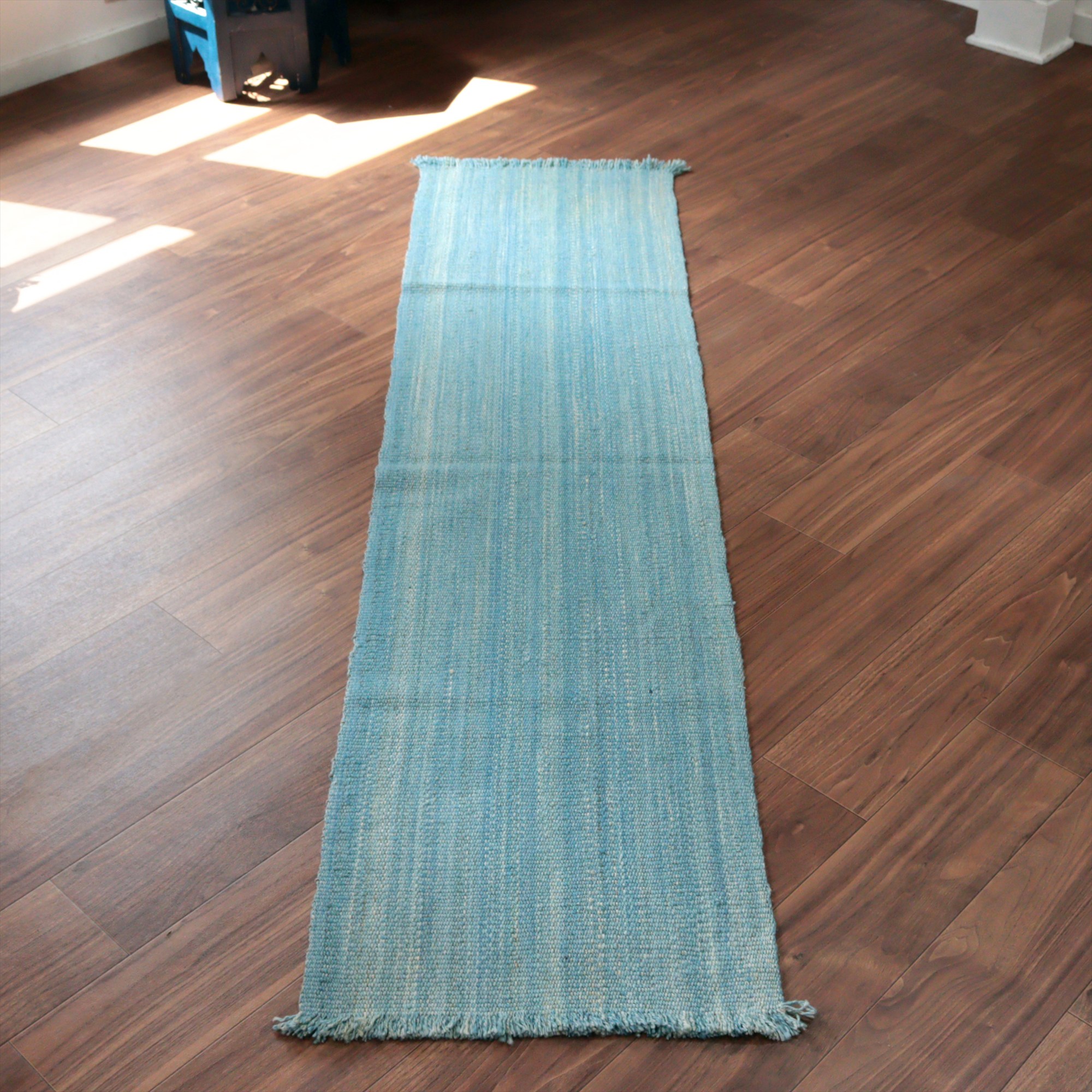 トルコの手織りキリム カルス201×49cm ブルーグラデーション