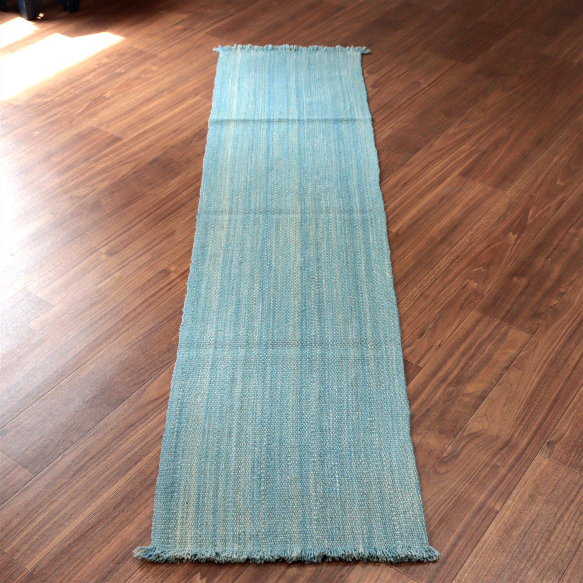 トルコの手織りキリム カルス207×49cm ブルーグラデーション