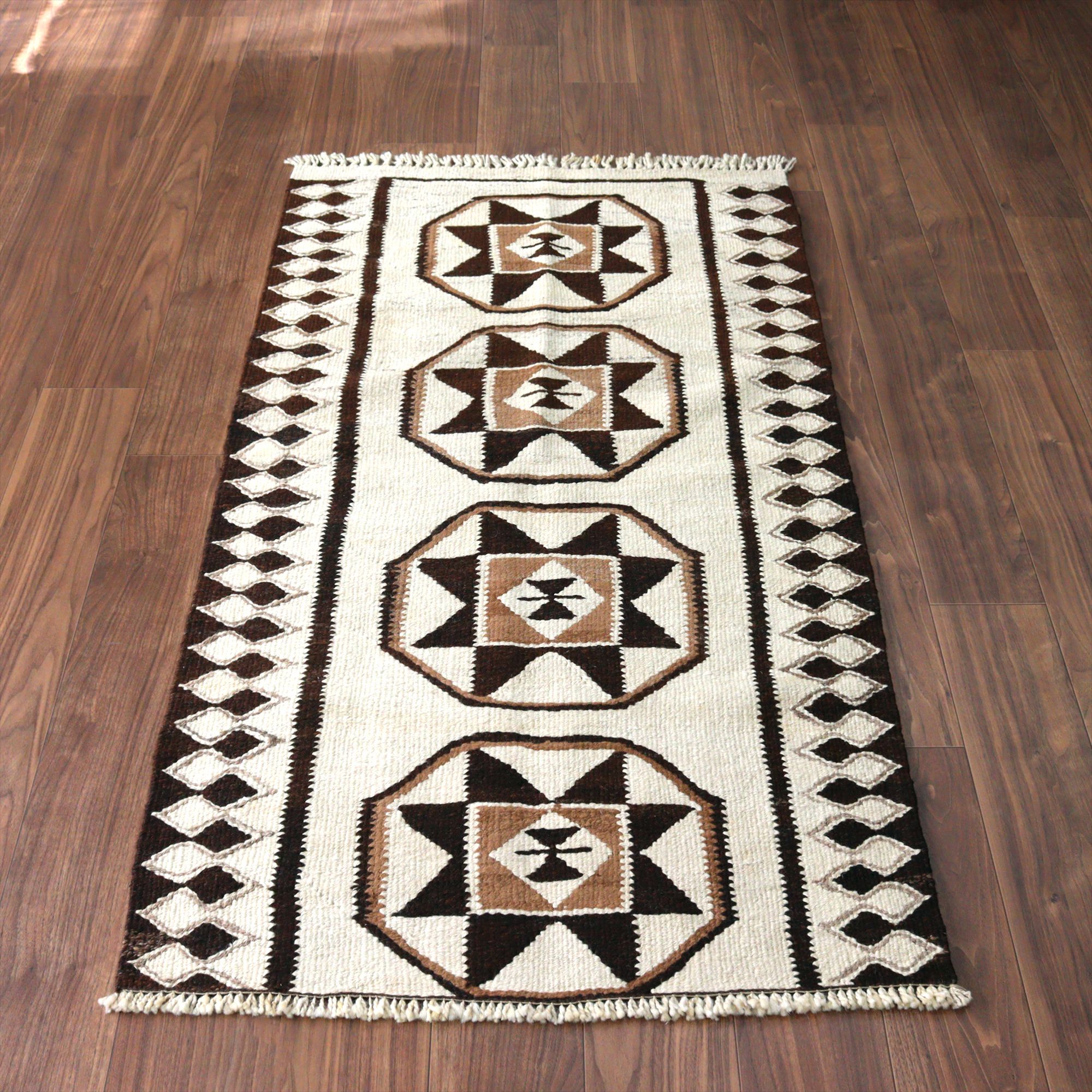 トルコの手織りキリム カルス164×87cm メダリオンと幾何学モチーフ