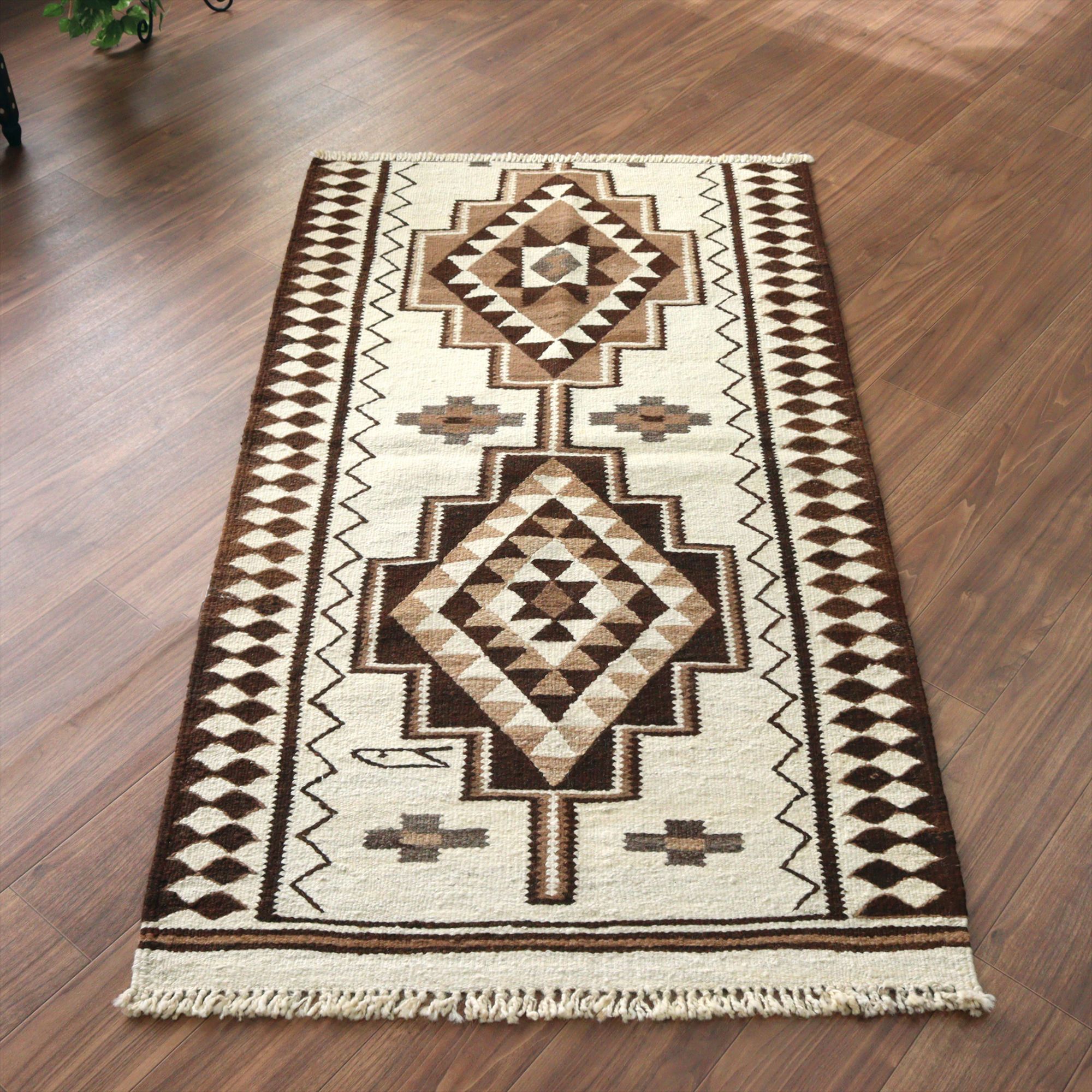 トルコの手織りキリム カルス169×94cm メダリオンと幾何学モチーフ