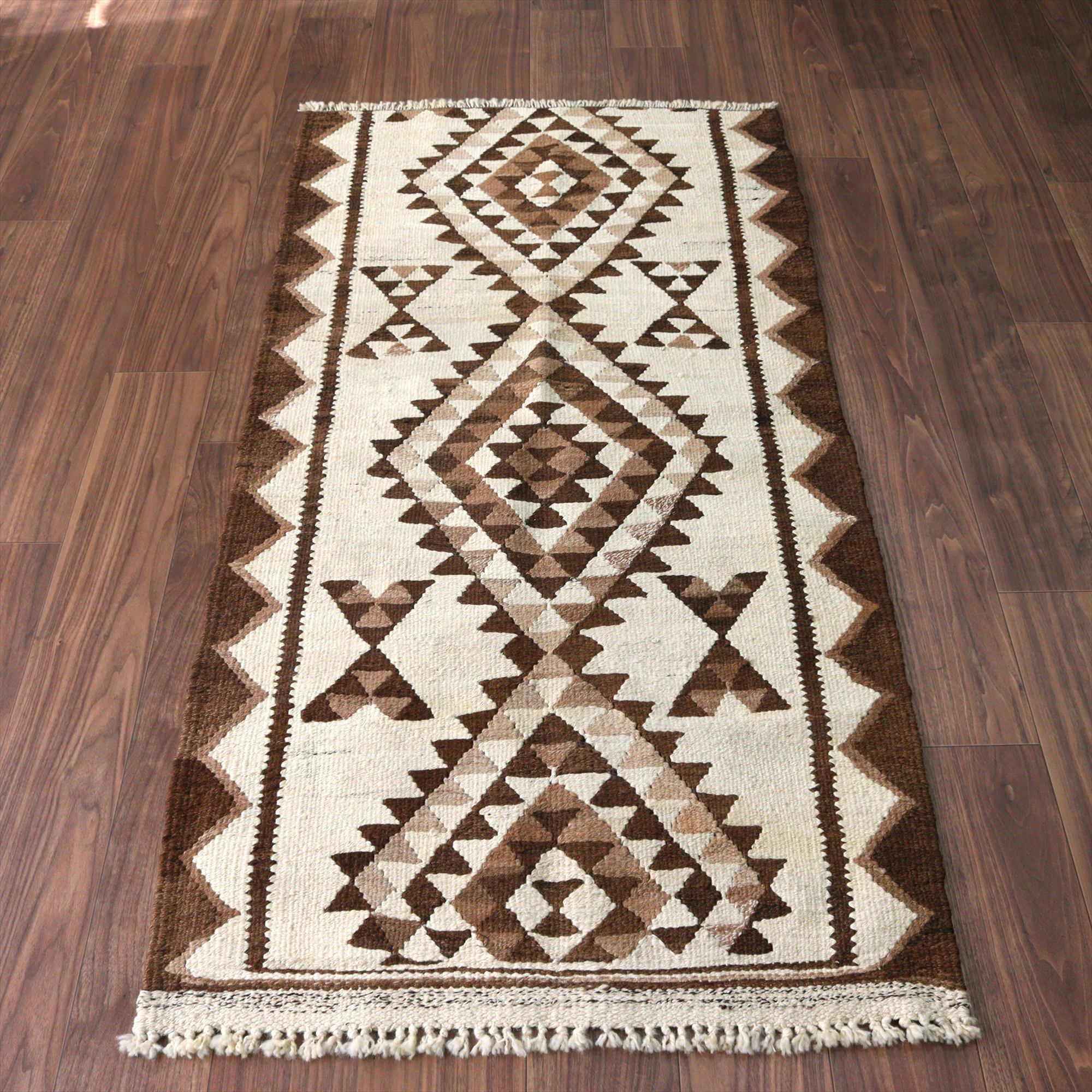 トルコの手織りキリム カルス174×87cm メダリオンと幾何学モチーフ