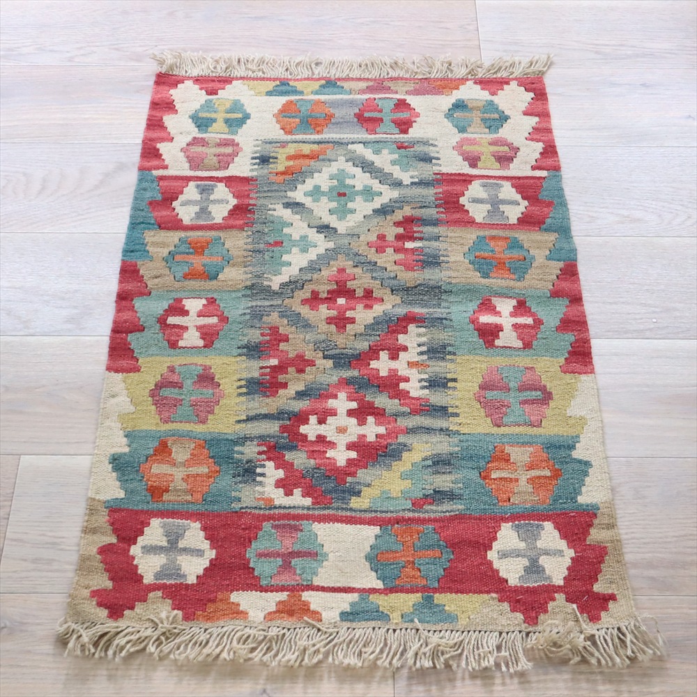 シラーズキリム　カシュカイ族の手織りラグ92×63cm 玄関マットサイズ