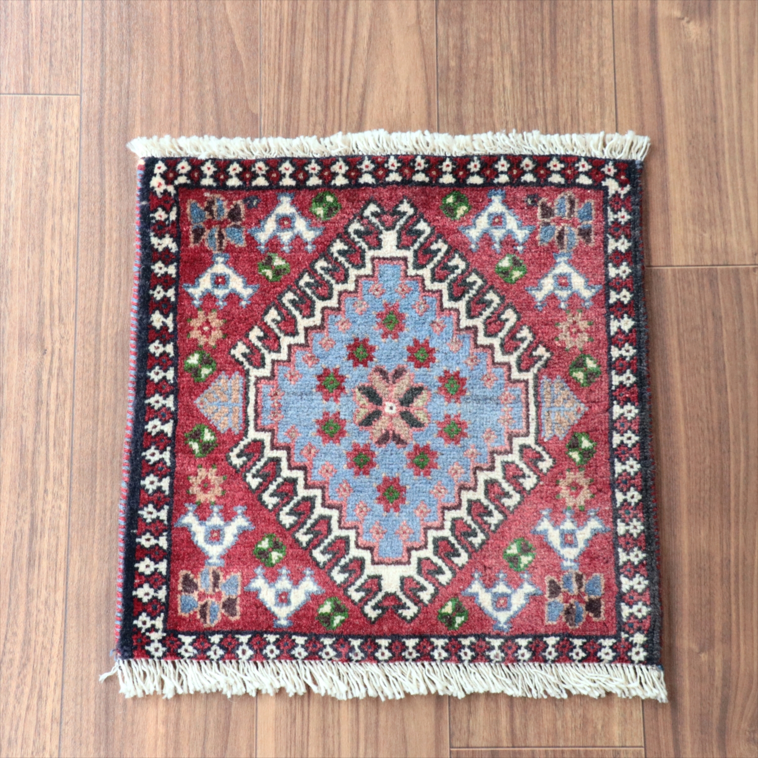 ヤラメ 手織りラグ 44×43cm 　ミニサイズ /トライバルラグ