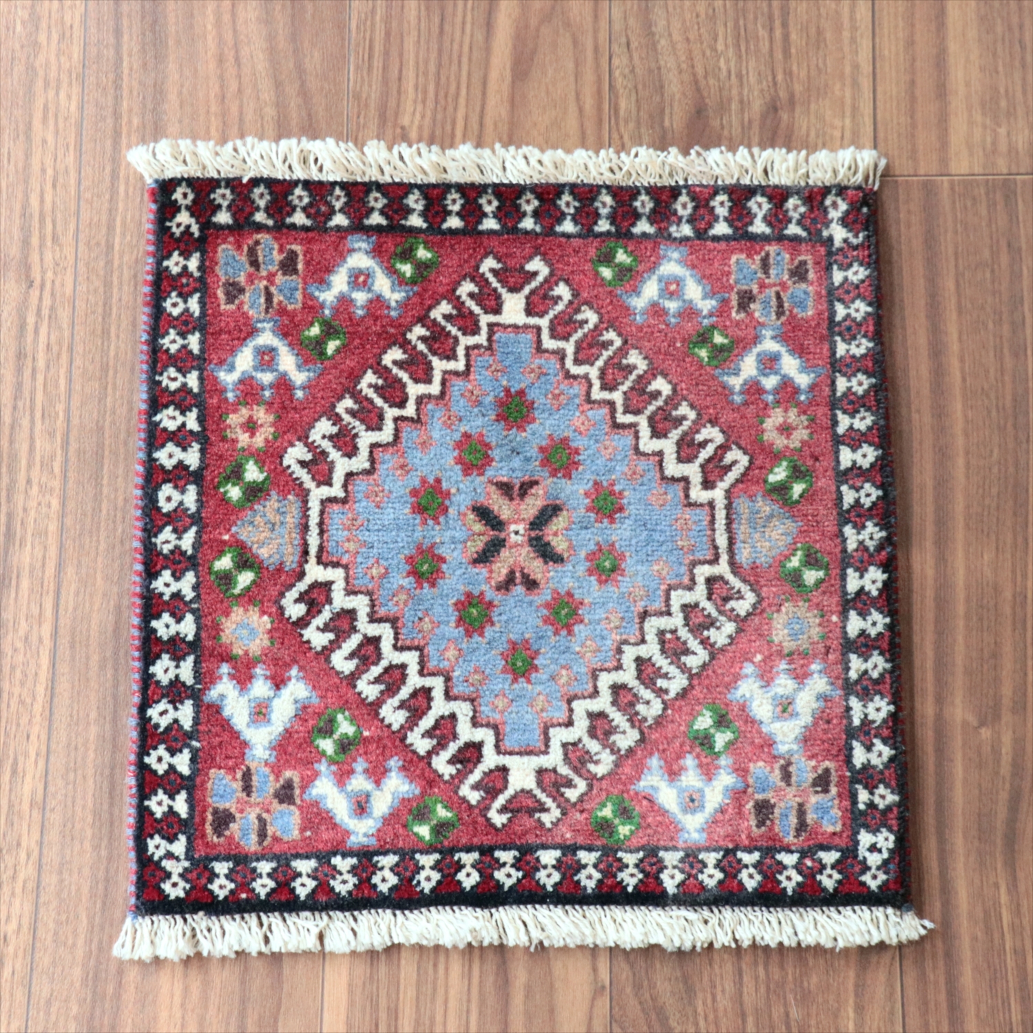 ヤラメ 手織りラグ 42×42cm 　ミニサイズ /トライバルラグ