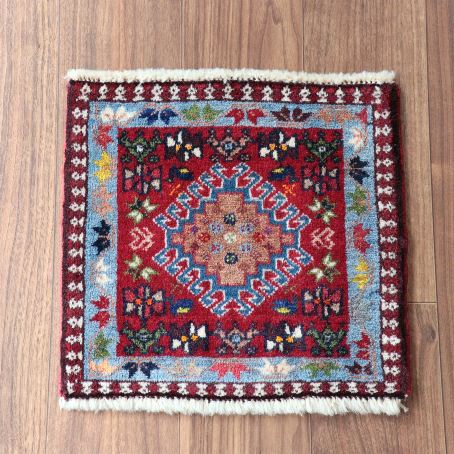 ヤラメ 手織りラグ 40×41cm 　ミニサイズ /トライバルラグ