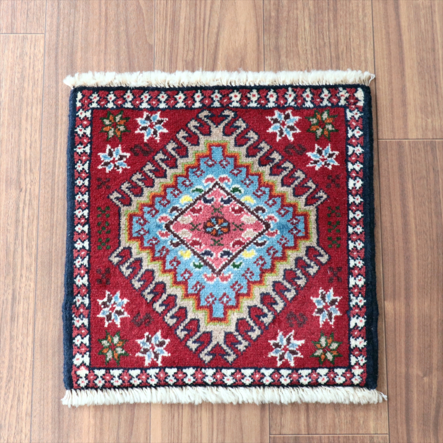 ヤラメ 手織りラグ 41×41cm 　ミニサイズ /トライバルラグ