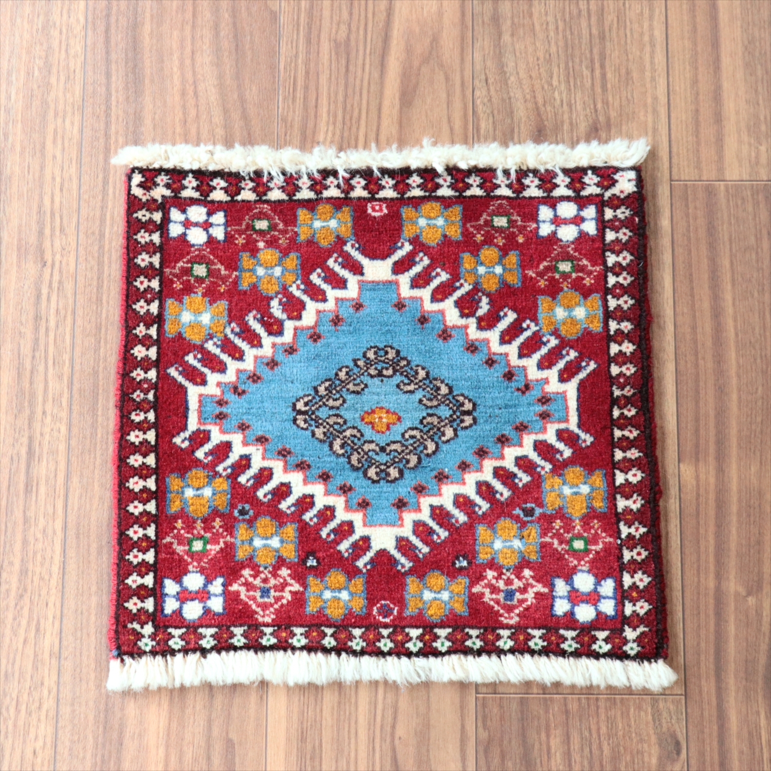 ヤラメ 手織りラグ 37×40cm 　ミニサイズ /トライバルラグ