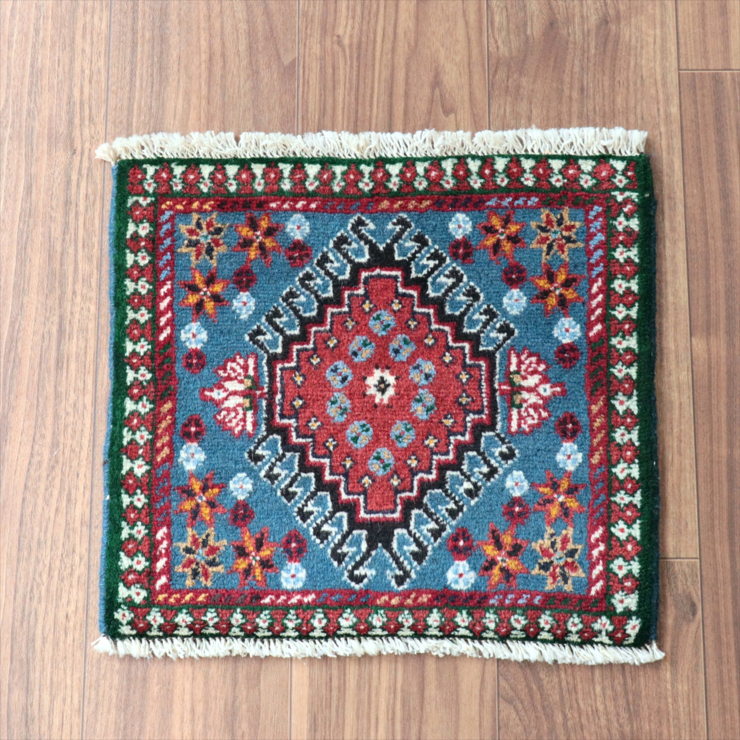 ヤラメ 手織りラグ 39×41cm 　ミニサイズ /トライバルラグ