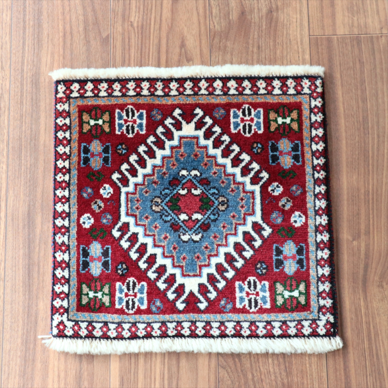 ヤラメ 手織りラグ 40×40cm 　ミニサイズ /トライバルラグ